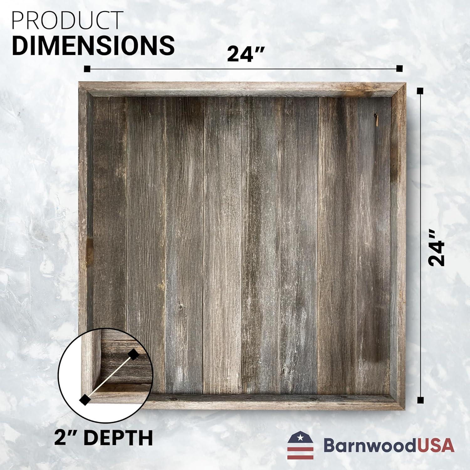 Wooden Ottoman Tray with Felt Pad – Decorative Couch Serving Tray Made with Real Rustic Reclaimed Wood - Perfect for Living Room Ottomans, Sofas, & Coffee Tables -24" x 24" - Natural Weathered Gray