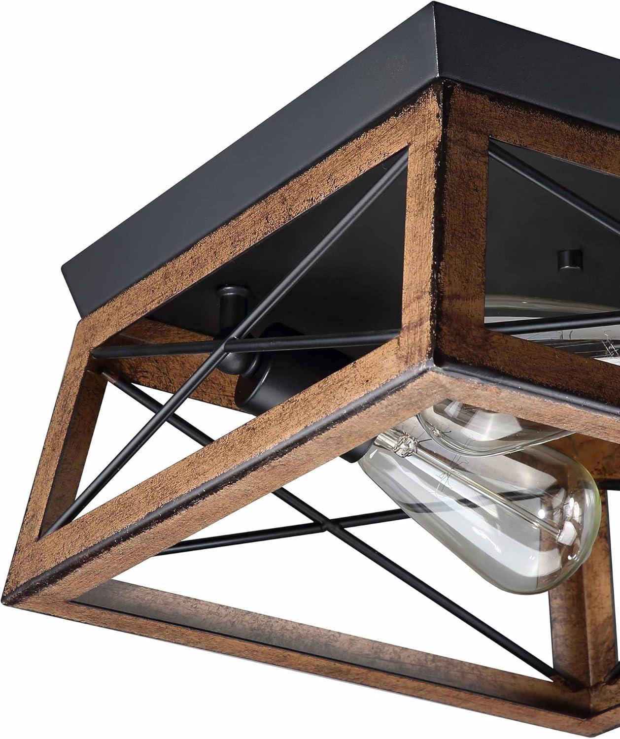 2-Light Farmhouse Close to Ceiling Light Fixture, Flush Mount Ceiling Light for Kitchen, Dining Room, Living Room, Hallway