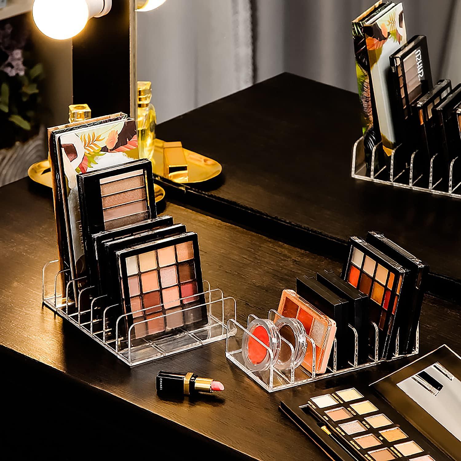 JessLab Small Palette Organizer, 7-Section Divided Plastic Makeup Organizer