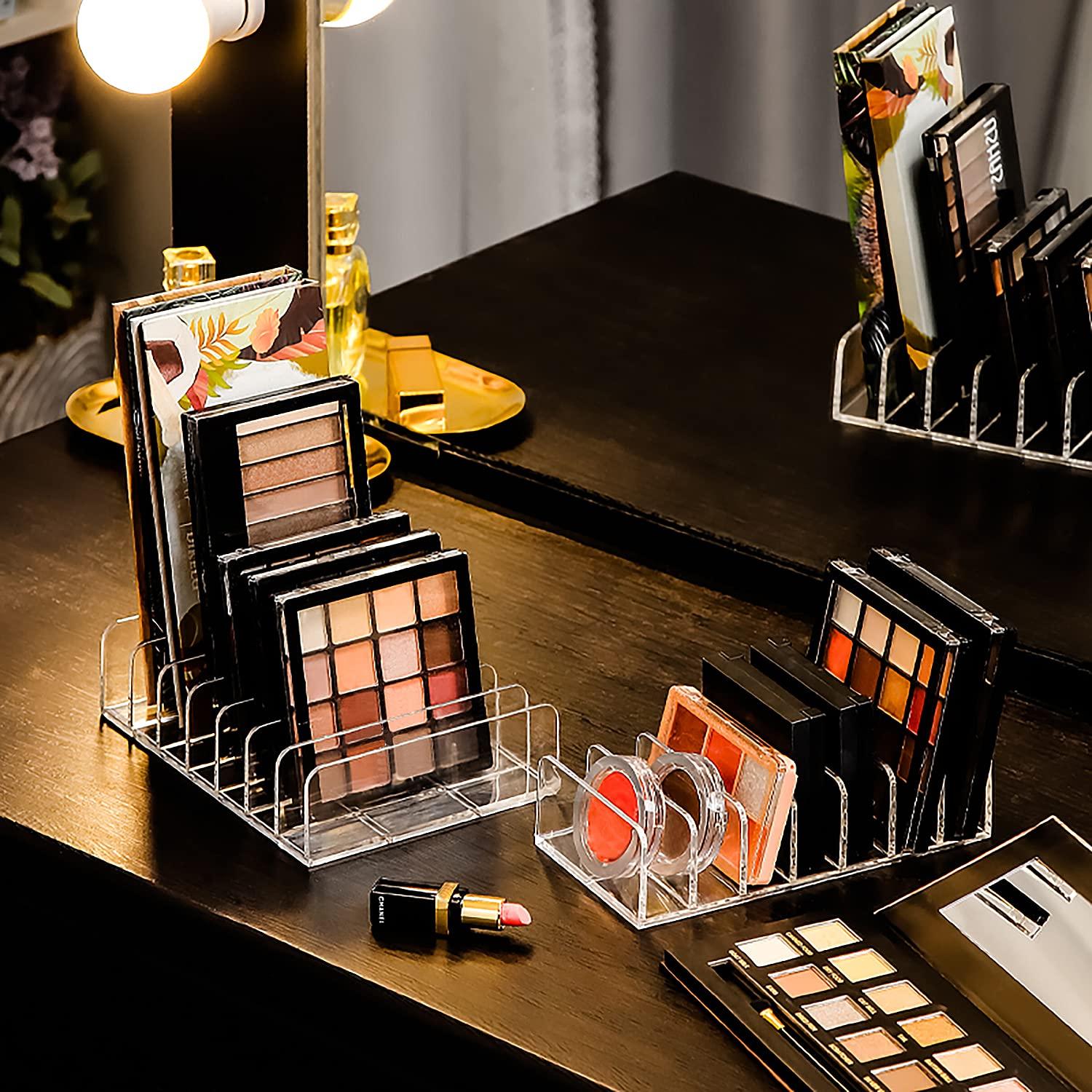 JessLab Small Palette Organizer, 7-Section Divided Plastic Makeup Organizer