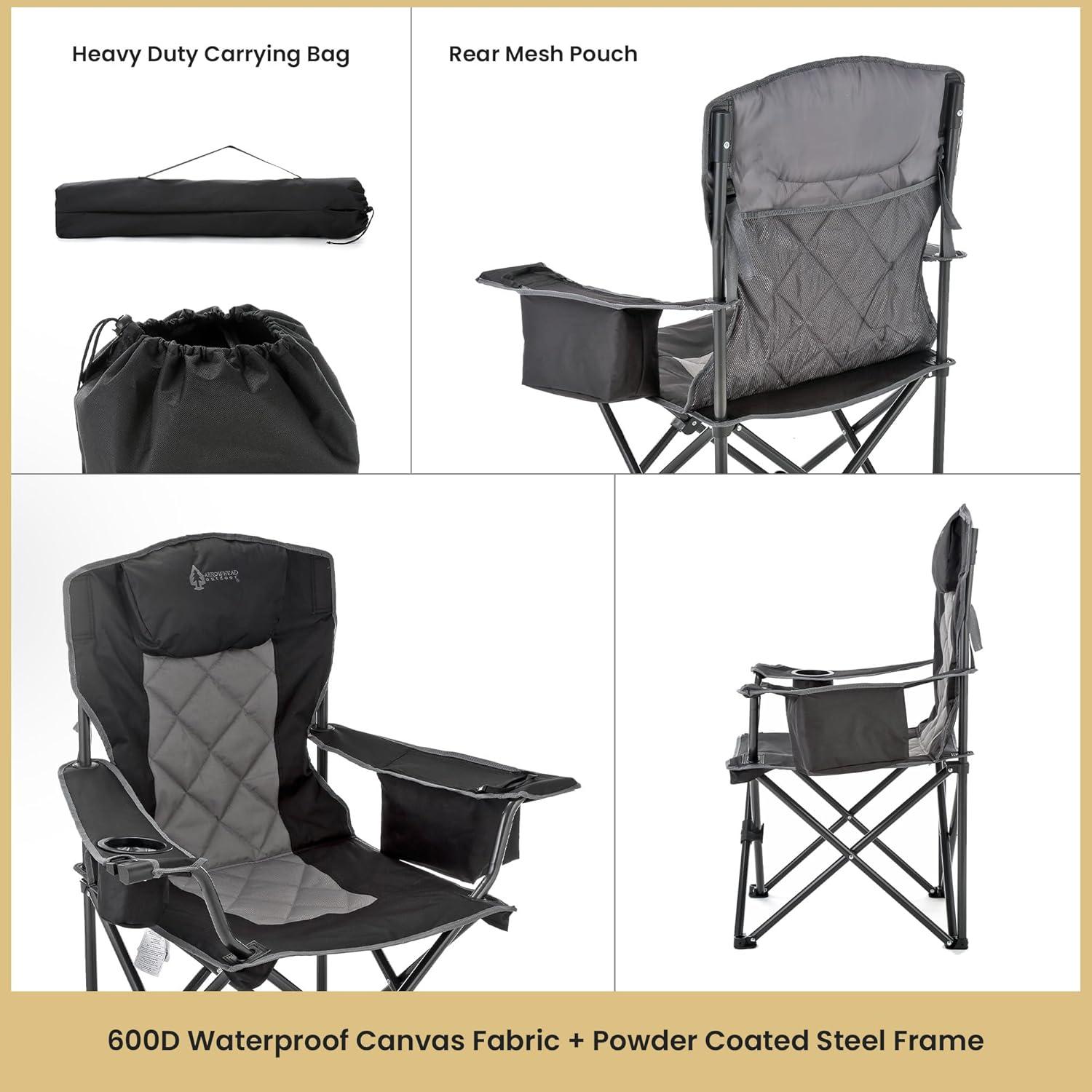 ARROWHEAD Outdoor Folding Camping Chair with Cushions