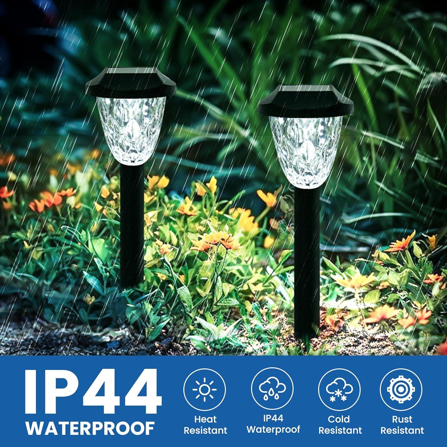 gigalumi 12 Pack Solar Pathway Lights, Waterproof Auto On/Off Outdoor Solar Lights for Garden,Walkway and Driveway,2800K