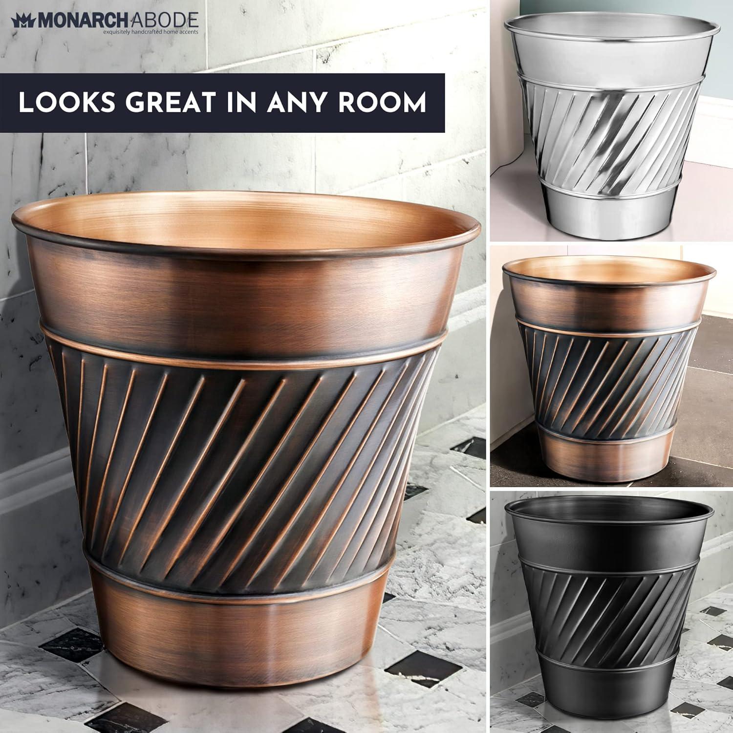Monarch Abode Geometric Embossed Metal 1.7 Gallon Waste Basket