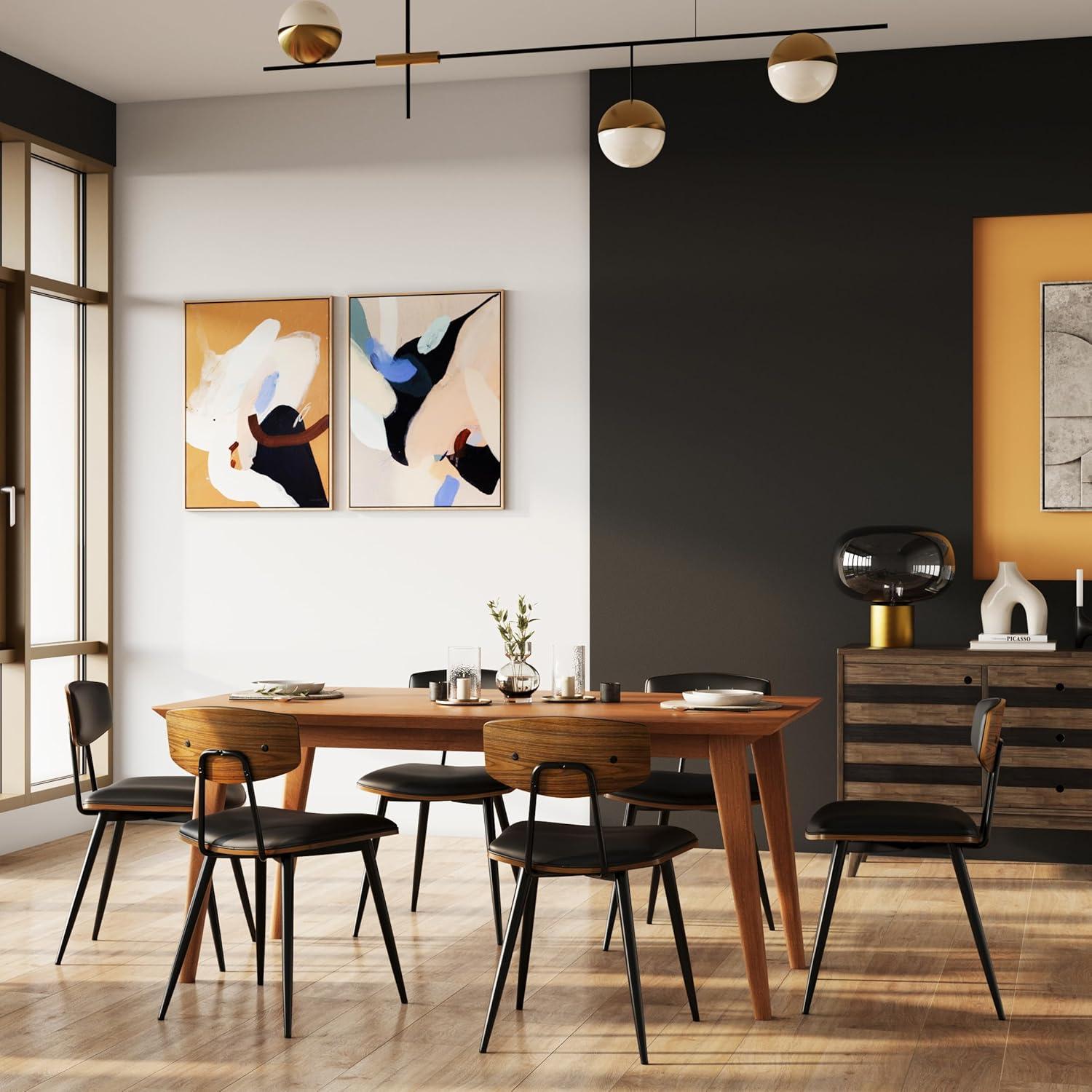 Simpli Home Draper 66"W Solid Wood Mid-Century Modern Rectangle Dining Table, Seats 6