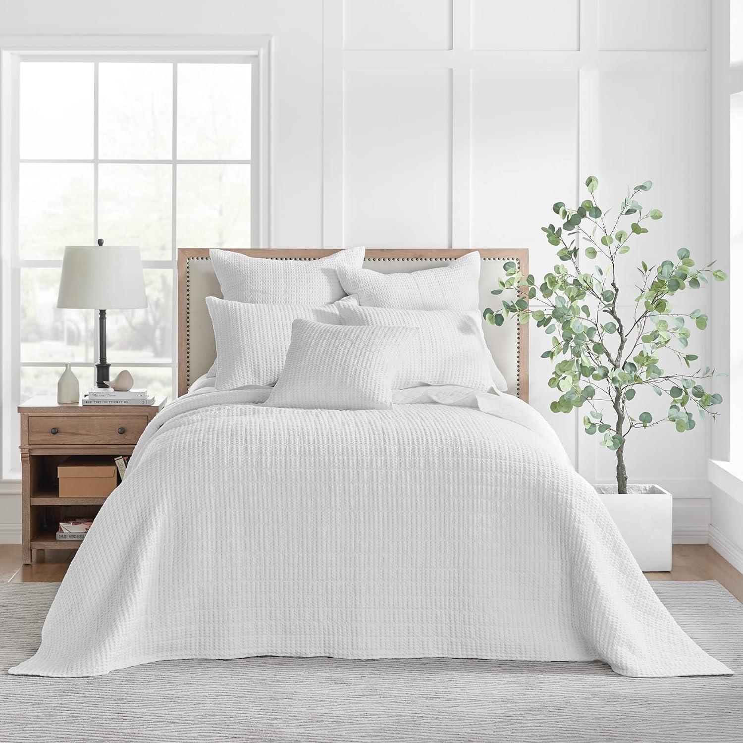 Mills Waffle Bright White Full Bedspread Set - Levtex Home