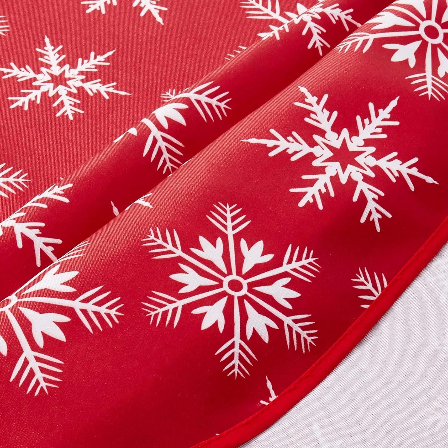 Decorative Christmas Snowflakes Design Red Tablecloths - 60" Round