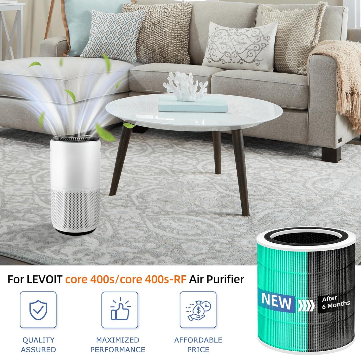 Levoit PlasmaPro 400S Replacement Filter: True HEPA, Captures Odors, Mold, Dust, Pet Dander, Compatible with Levoit Air Purifiers