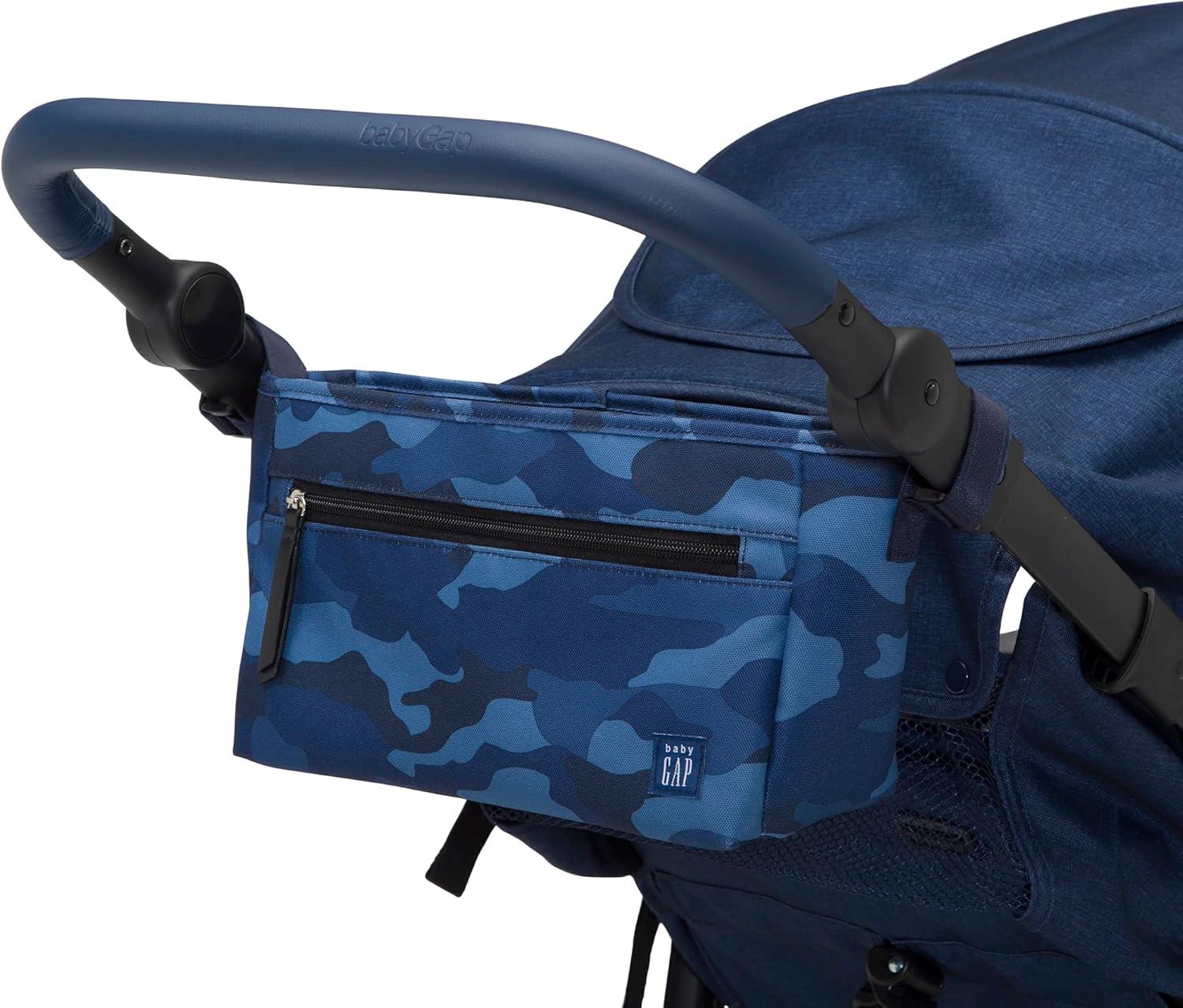 babyGap Trek Jogging Stroller - Lightweight Jogging Stoller with Extendable Canopy & Reclining Seat - Includes Car Seat Adapter - Made with Sustainable Materials, Navy Camo