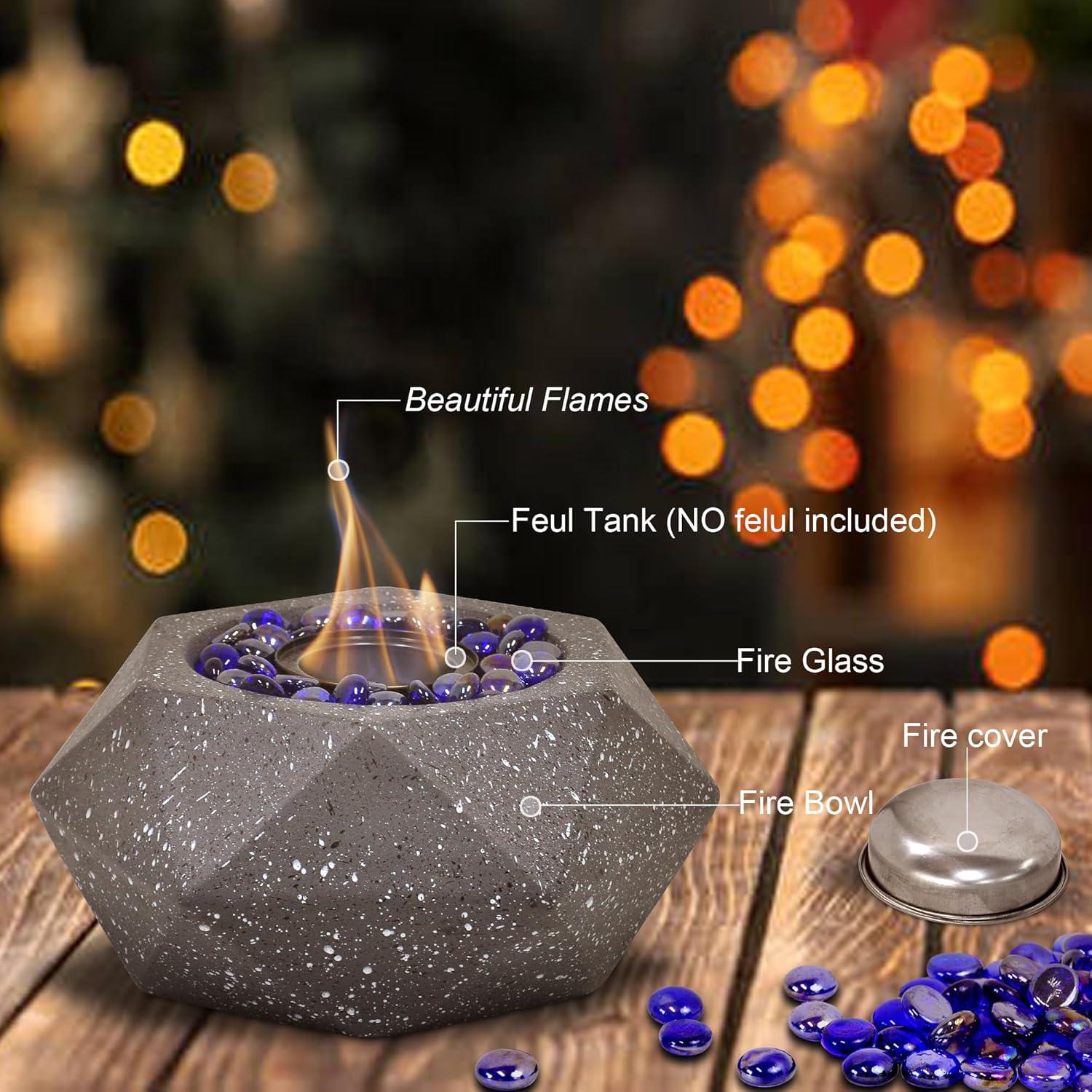 Portable fire Pit, Tabletop Fireplace fire Bowl Use Iso-Propyl Alcohol as Fuel. Clean-Burning Bio Ethanol Ventless Fireplace for Indoor Outdoor Patio Parties Events Black