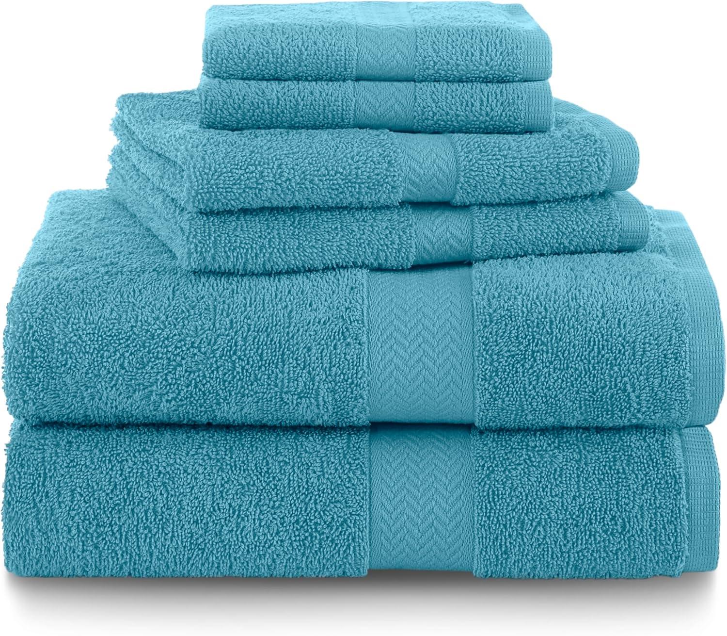 Martex 6 Piece Luxury Cotton Towel Set, 2 Bath Towels, 2 Hand Towels, 2 Washcloths 500 GSM 100% Ring Spun Cotton Highly Absorbent Soft Towels for Bathroom For Everyday Use, Hotel & Spa