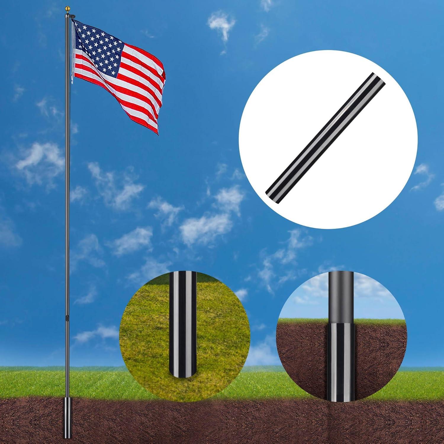 Yescom 25' Upgraded Sectional Aluminum Flagpole Silver