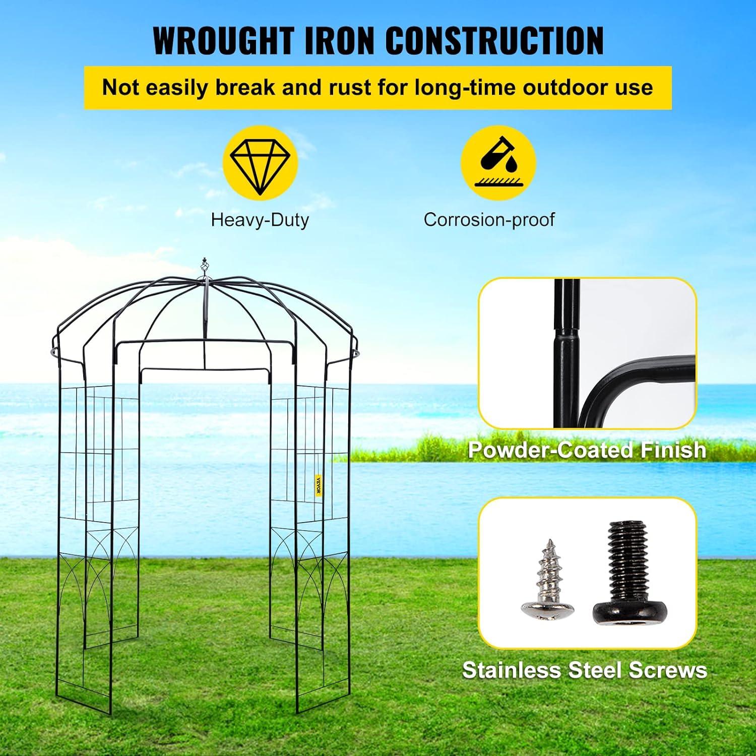 Black Wrought Iron Birdcage Garden Arbor Trellis