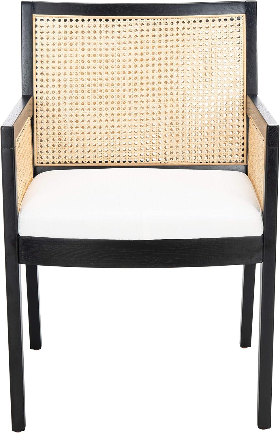 Malik Coastal Chic Black and Natural Rattan Arm Chair