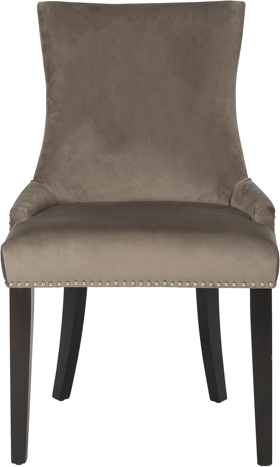 Transitional Gray Velvet Upholstered Side Chair with Birch Legs