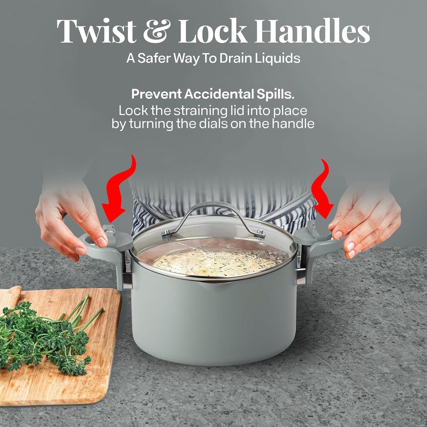 Gotham Steel Gotham Steel Stock Multipurpose Pasta Pot with Strainer Lid & Twist and Lock Handles