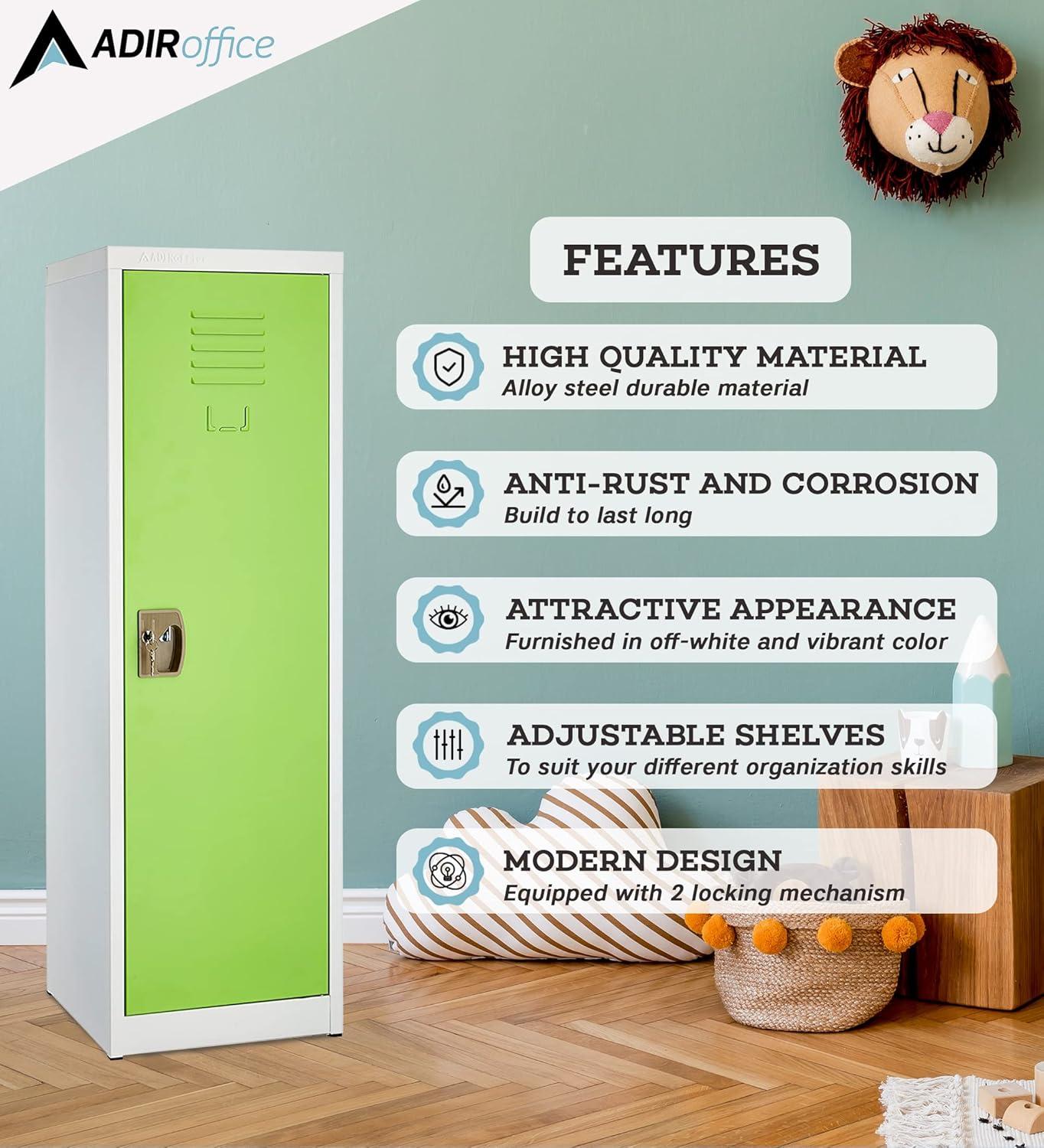 48-Inch Green and Off-White Steel Kids Storage Locker