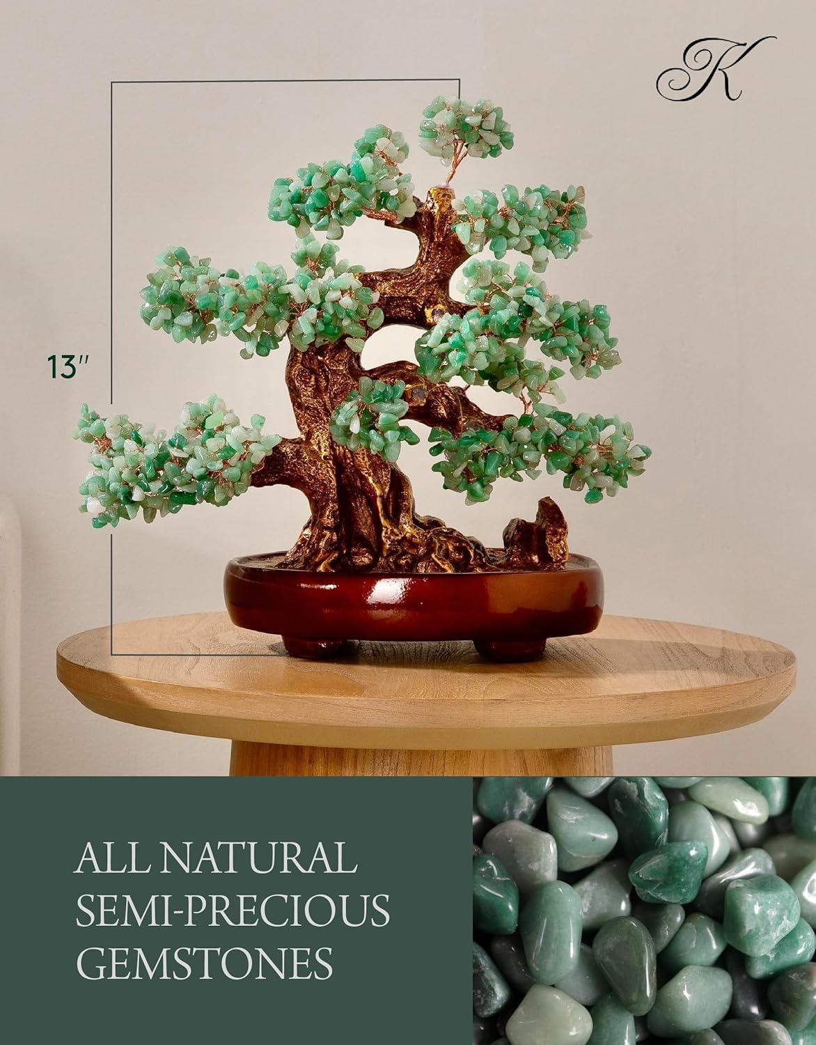 Handmade Aventurine Gemstone Bonsai Tree with Resin Base