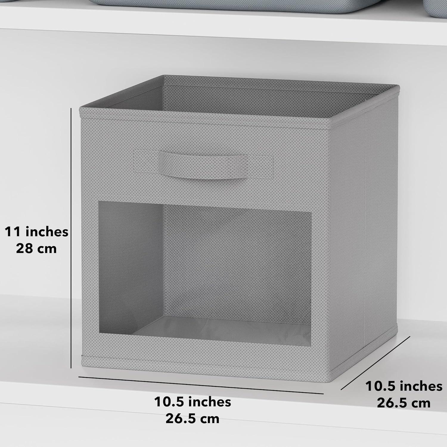 SpaceAid 6 Foldable Storage Cubes with Clear Windows, 11-Inch Fabric Bins for Closet, Cubby Shelf, or Cube Storage Organizer