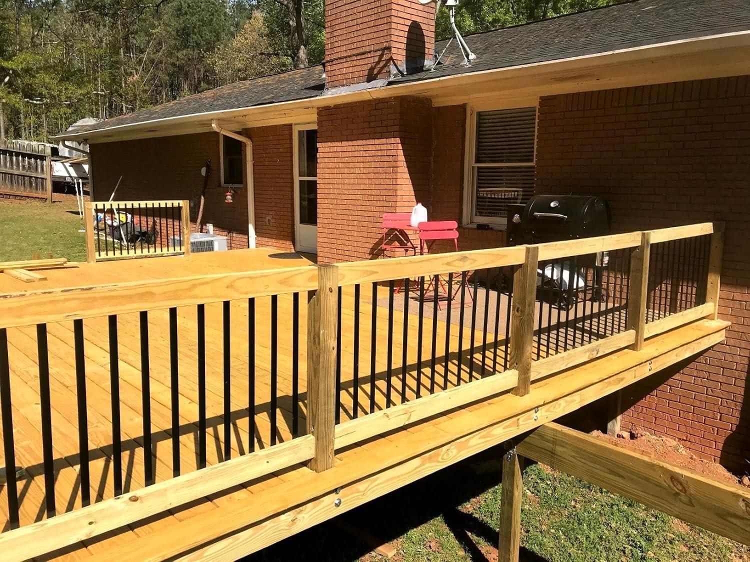 26 Pack Deck Balusters 36”Thicker Rectangle Staircase Baluster Black Metal Deck Spindle and Stairs Railing,Hollow Rectangle Deck Balusters for Deck Railing Porch