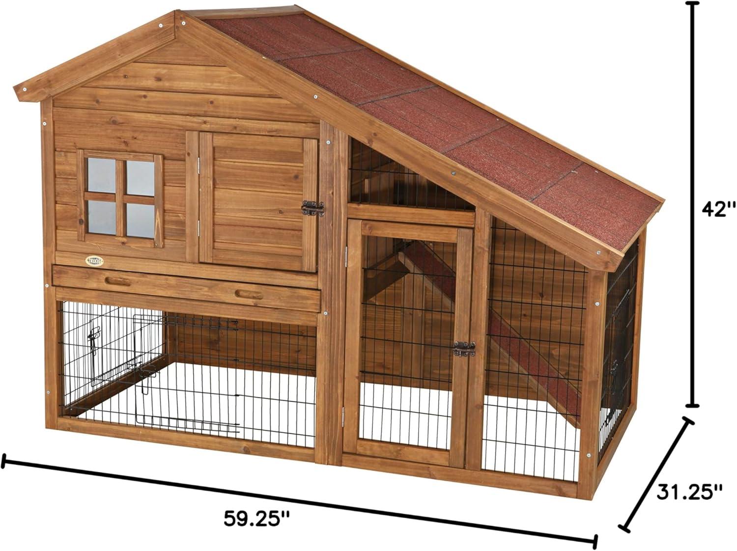 TRIXIE TRIXIE 2-Story Cabin Rabbit Hutch with Run, Ramp, Attic Storage, for Rabbits or Guinea Pigs