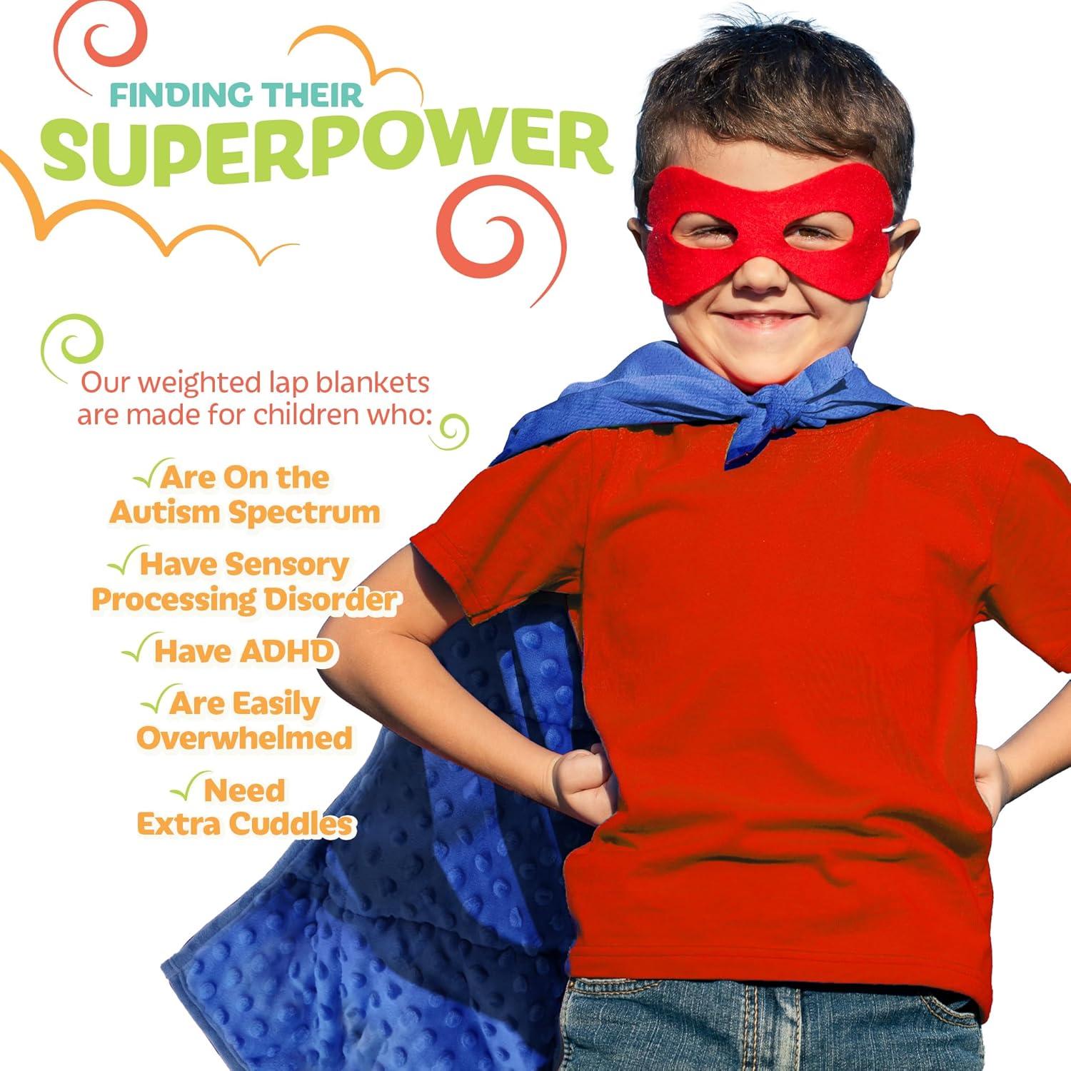 Blue 5lb Plush Minky Weighted Blanket for Kids