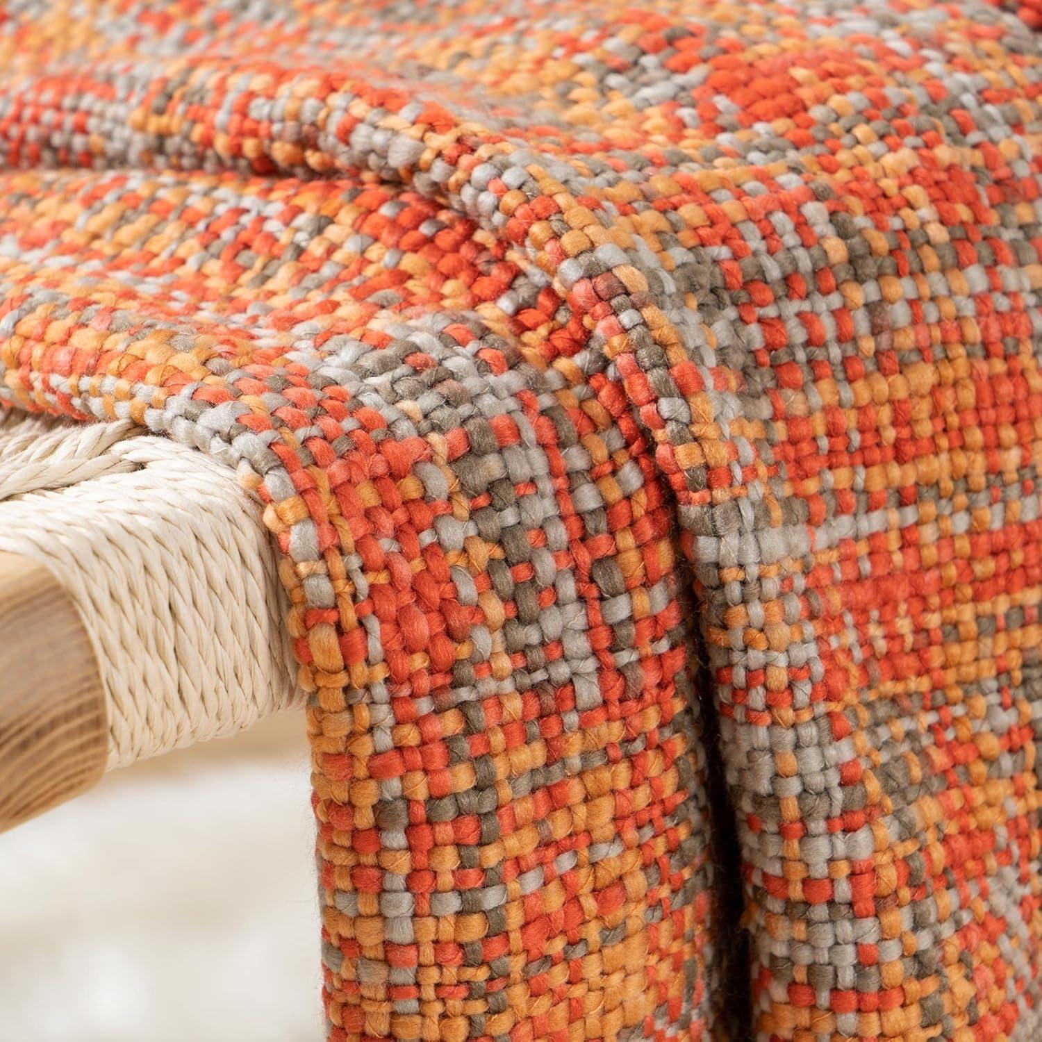 Battilo Home Rust Orange Throw Blanket For Couch, Bed, Boho Colorful Throw With Tassels, Halloween Decor, Fall Home Decor, 50"X60"
