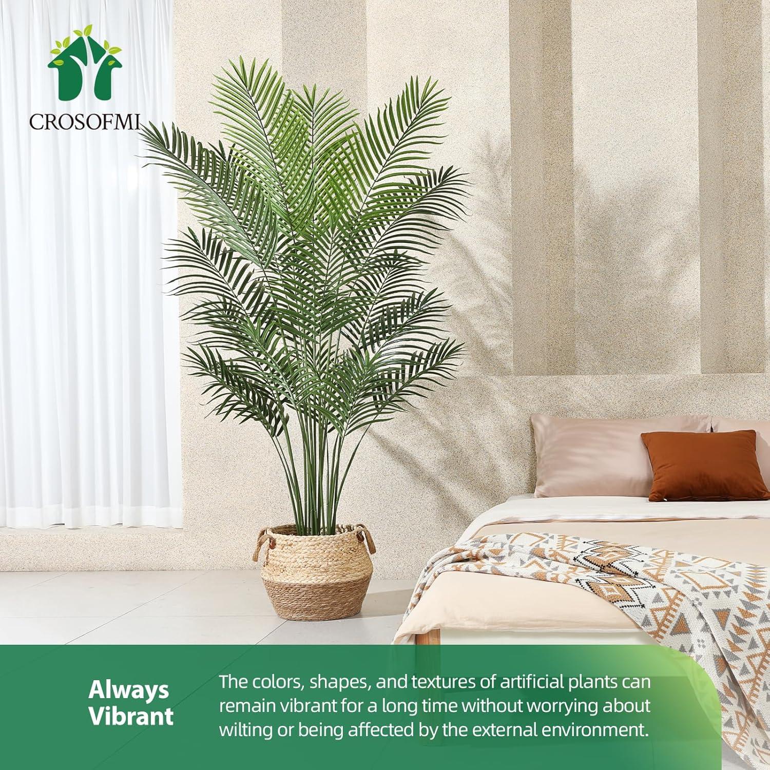 Artificial Areca Palm Plant 5Ft Fake Tropical Palm Tree, Perfect Faux Dypsis Lutescens Plants in Pot for Indoor Outdoor House Home Office Garden Modern Decoration Housewarming Gift,1Pcs