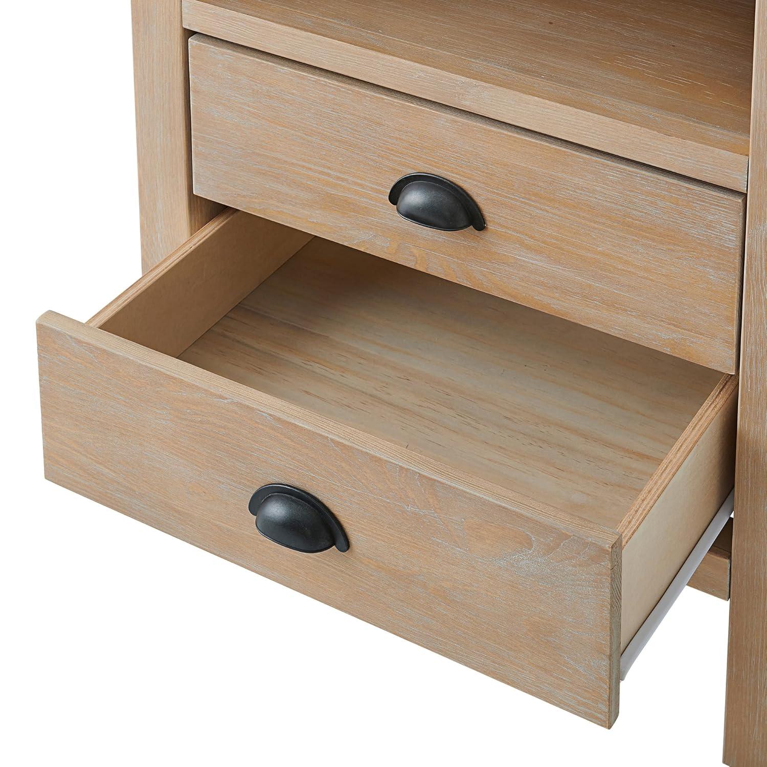Arden 2-Drawer Wood Nightstand, 25 in. H Bedside Table with Oil Rubbed Bronze Drawer Pulls & Metal Drawers Glides, Perfect for Modern Rustic Bedroom Sets, Solid, Durable Pine Wood