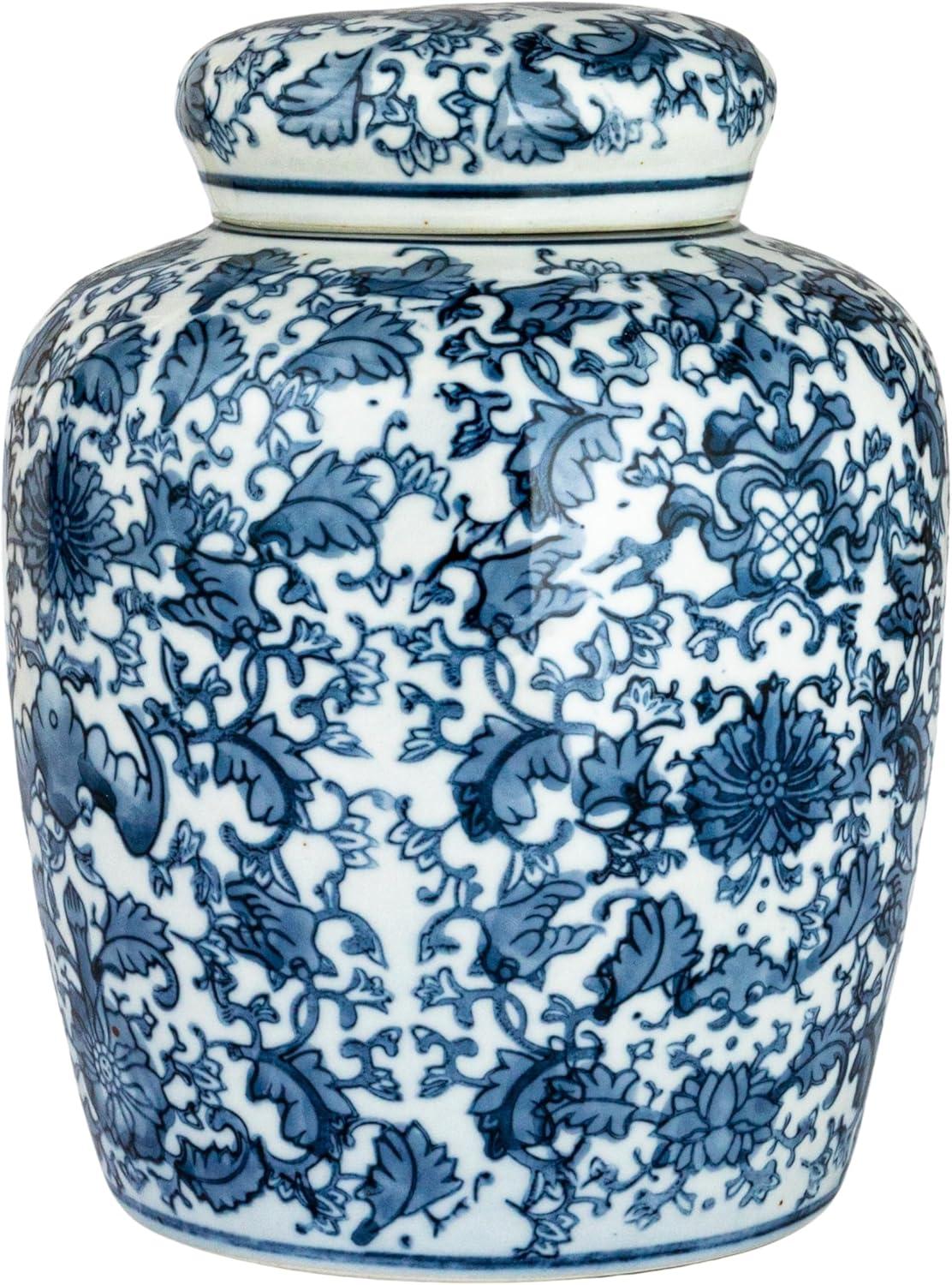 Decorative Ceramic Ginger Jar (8.25") - Blue/White - Storied Home