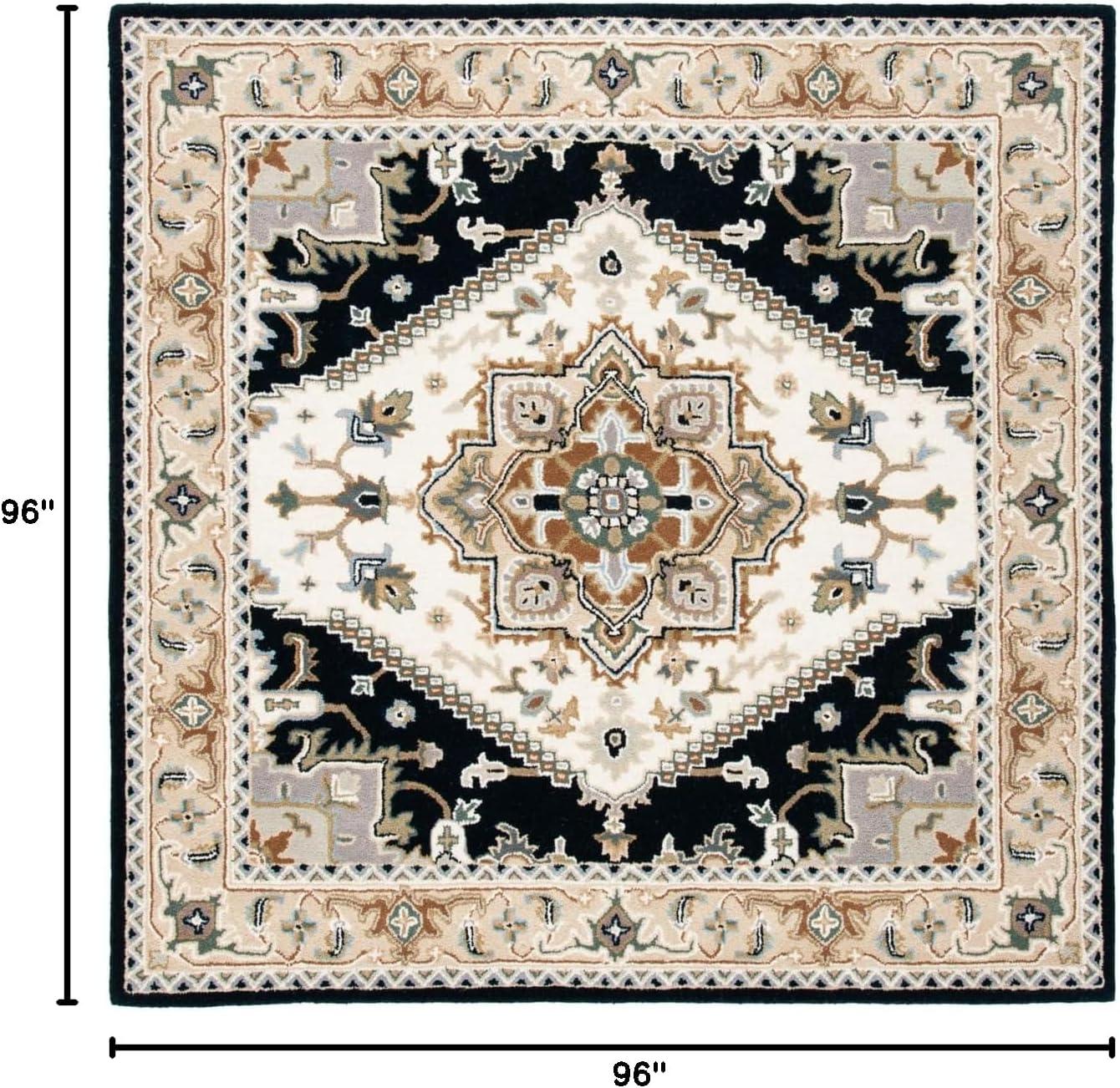 SAFAVIEH Heritage York Oriental Wool Area Rug, Beige/Navy, 8' x 8' Square