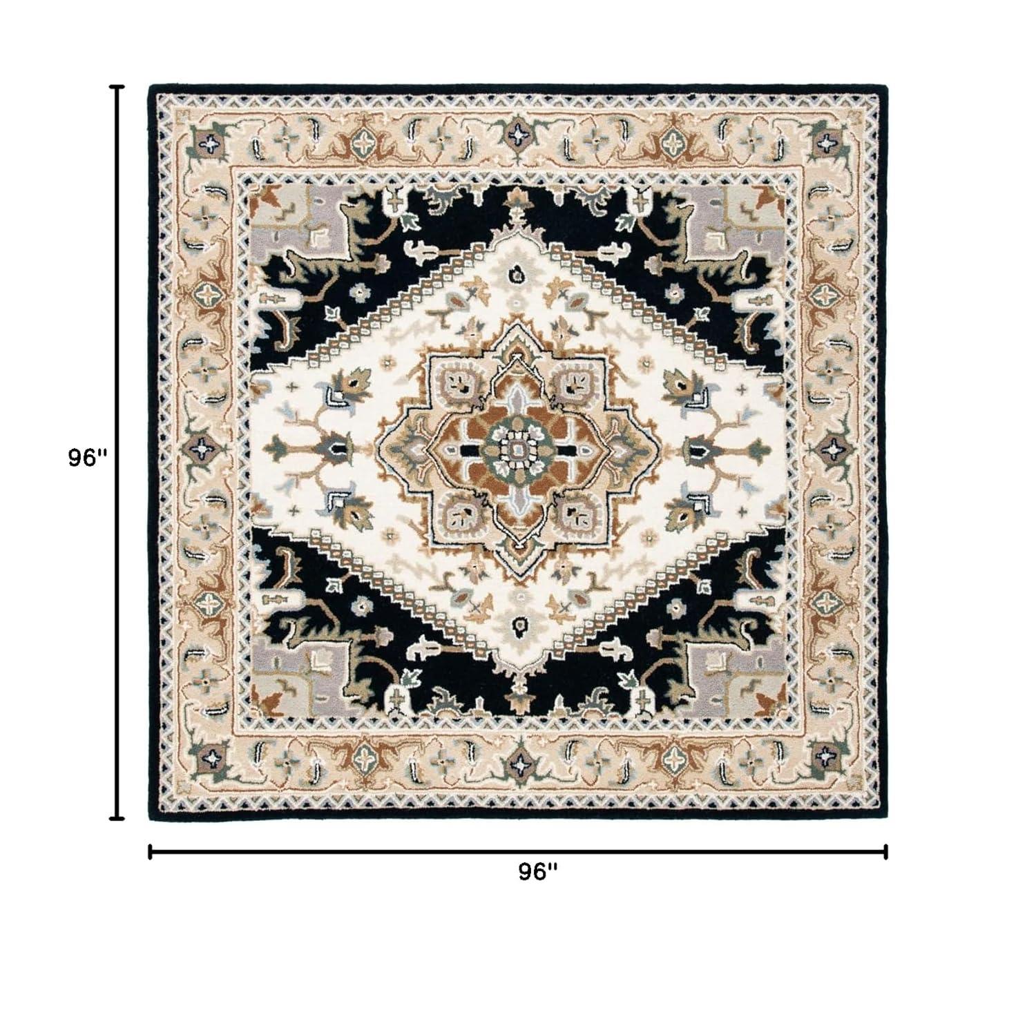 SAFAVIEH Heritage York Oriental Wool Area Rug, Beige/Navy, 8' x 8' Square