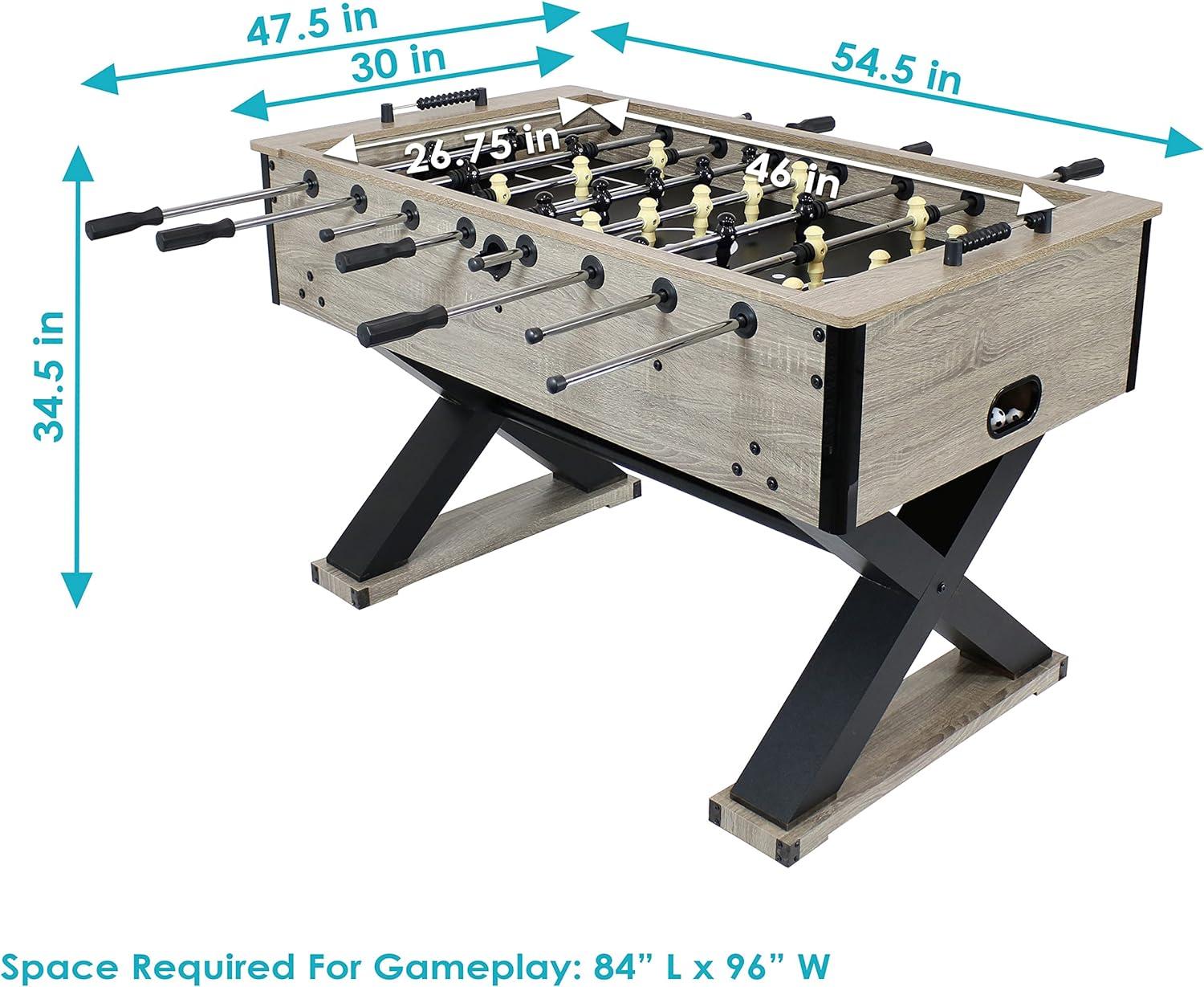 Sunnydaze Indoor Faux Rustic Distressed Wood Delano Foosball Soccer Game Table with Manual Scorers - 54" - Gray