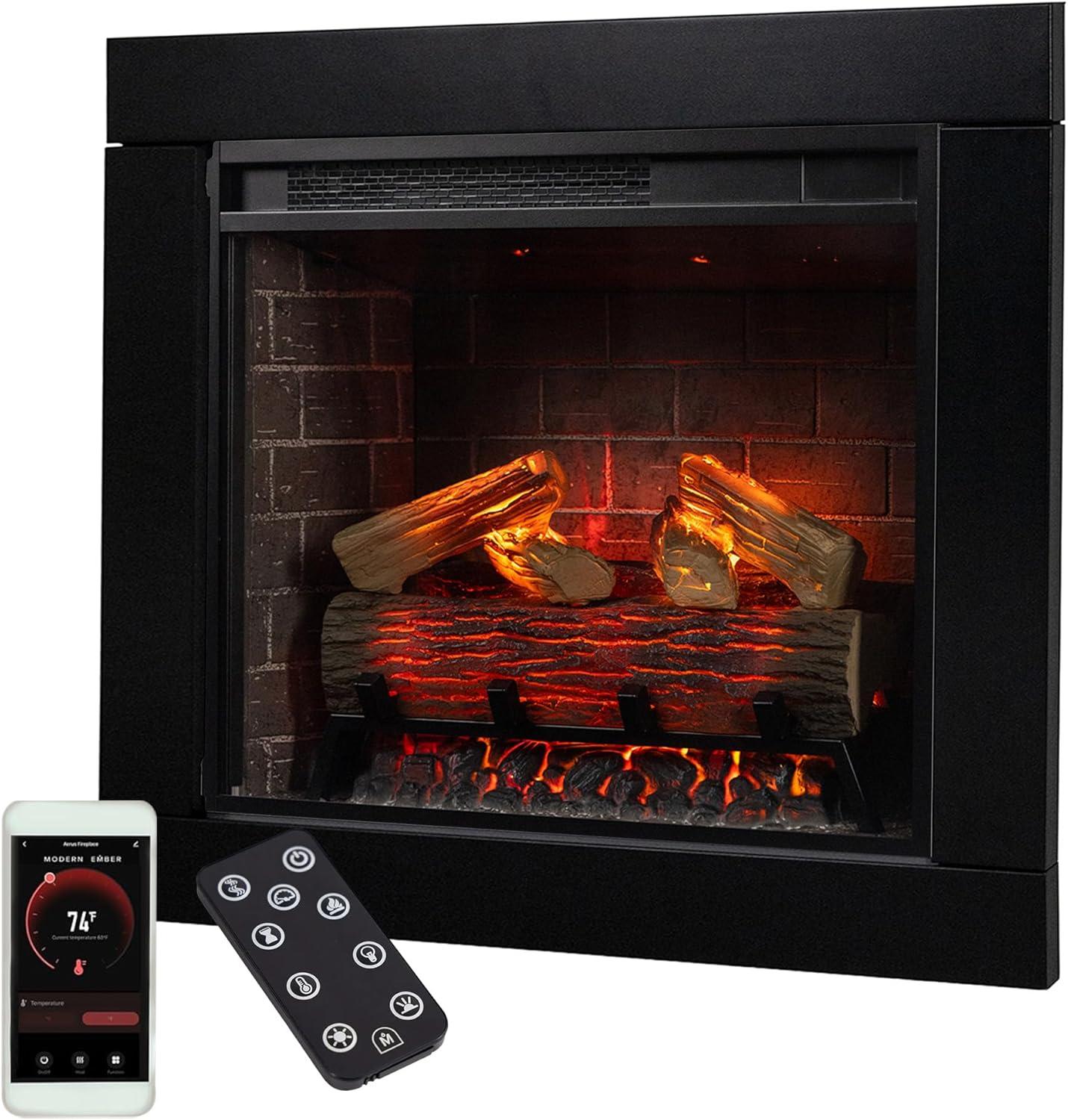 Uptown 33" Infrared Electric Fireplace Insert Heater with Trim Kit, Compatible with Alexa & Google, Remote Control