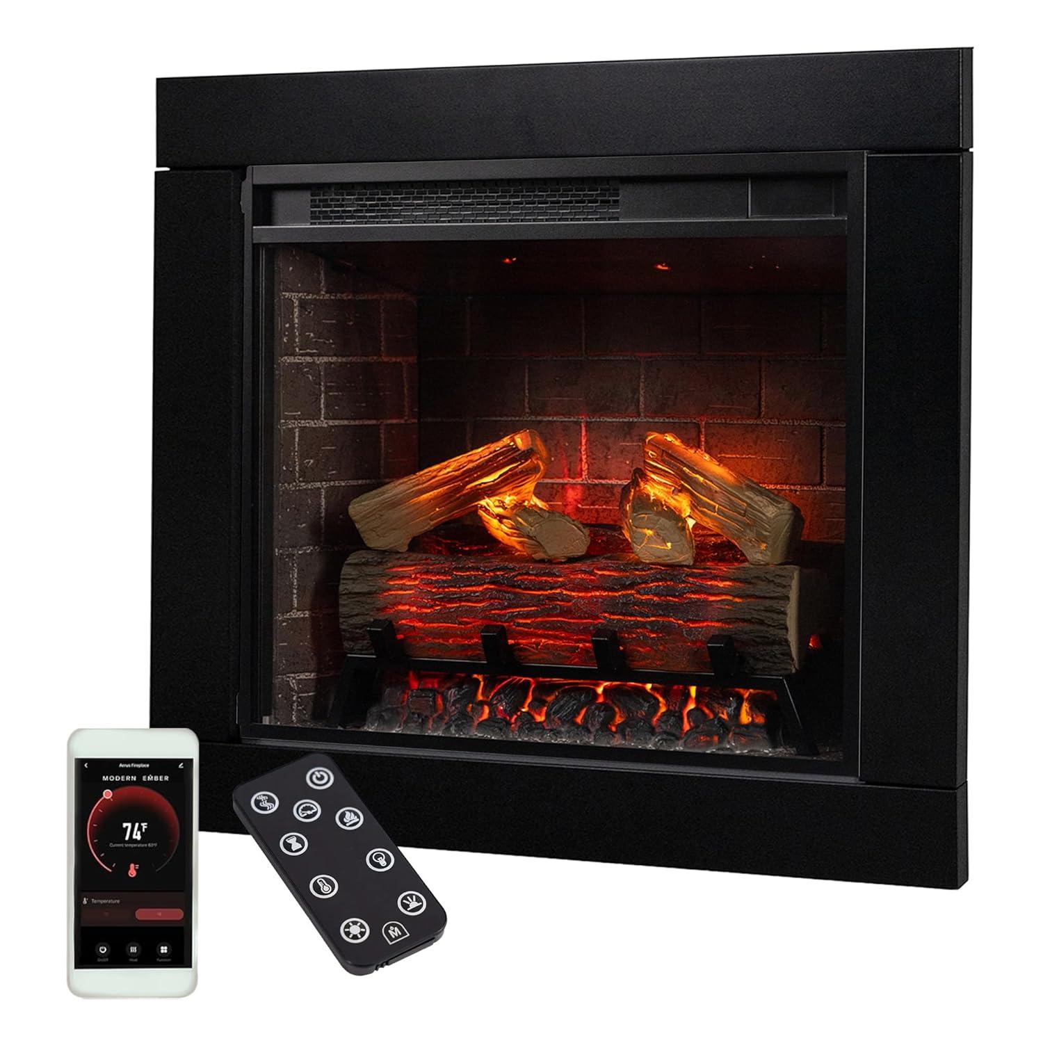 Uptown 33" Infrared Electric Fireplace Insert Heater with Trim Kit, Compatible with Alexa & Google