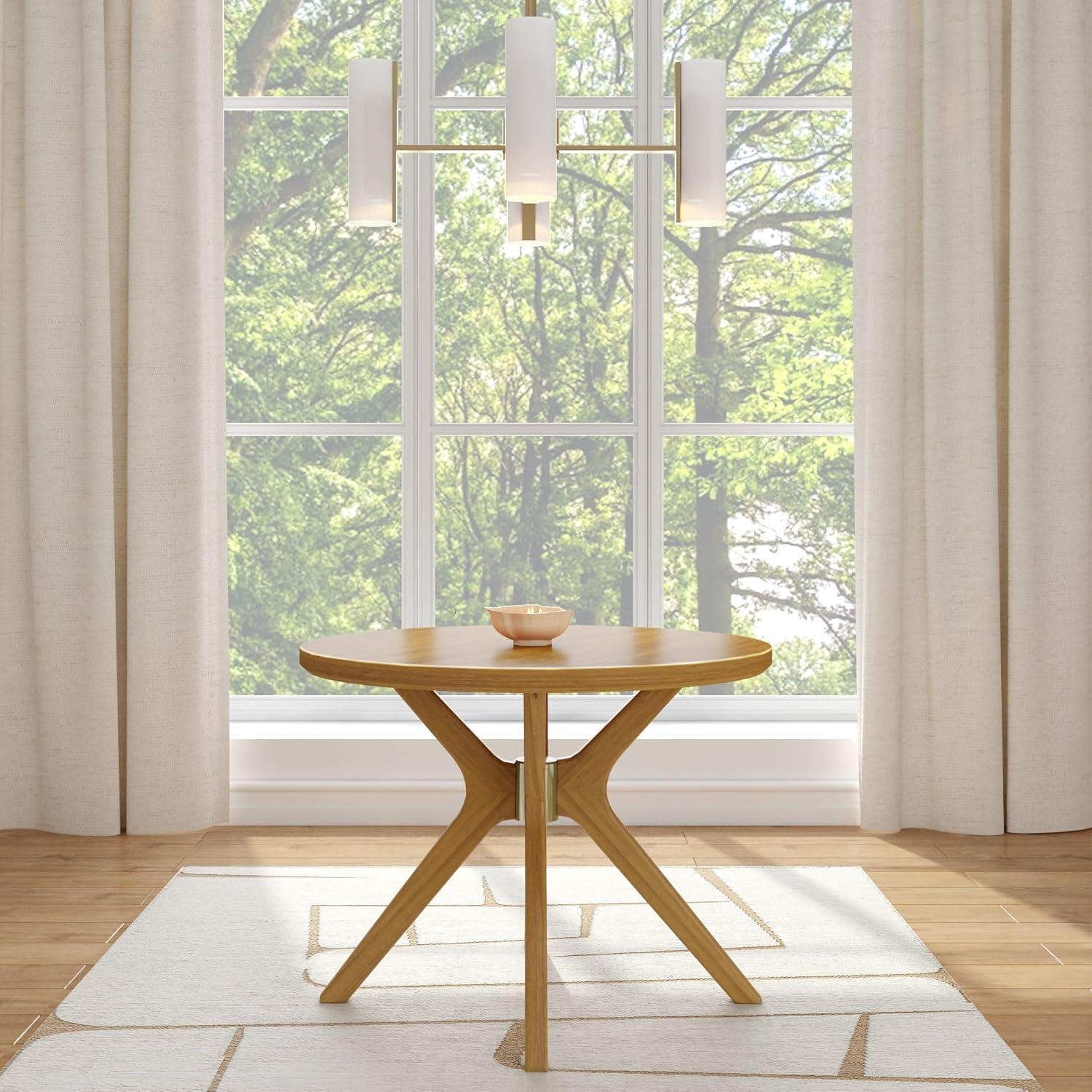 Plank+Beam Verso Round Dining Table, 47" Solid Wood Kitchen & Dining Room Table, Pecan