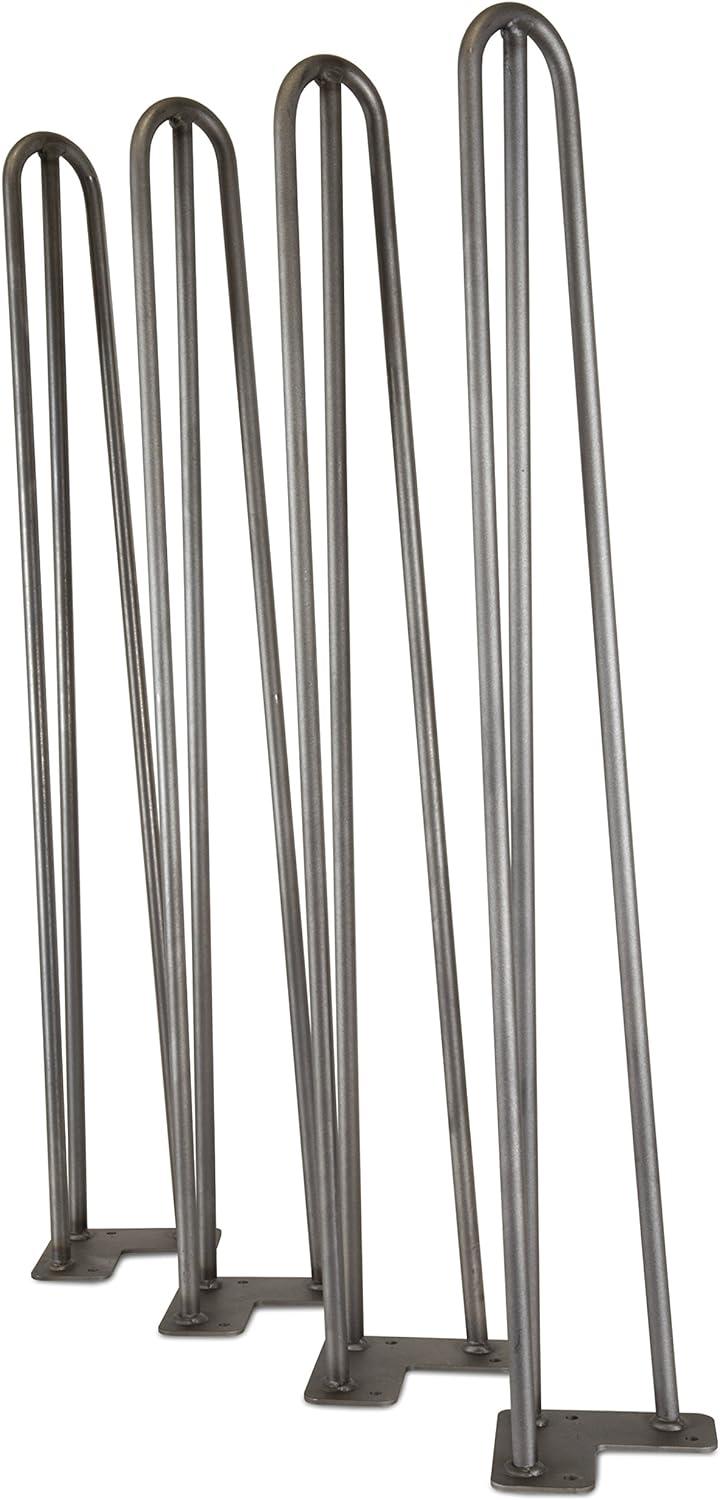 28" Mid-Century Modern Raw Steel Hairpin DIY Table Legs, Set of 4