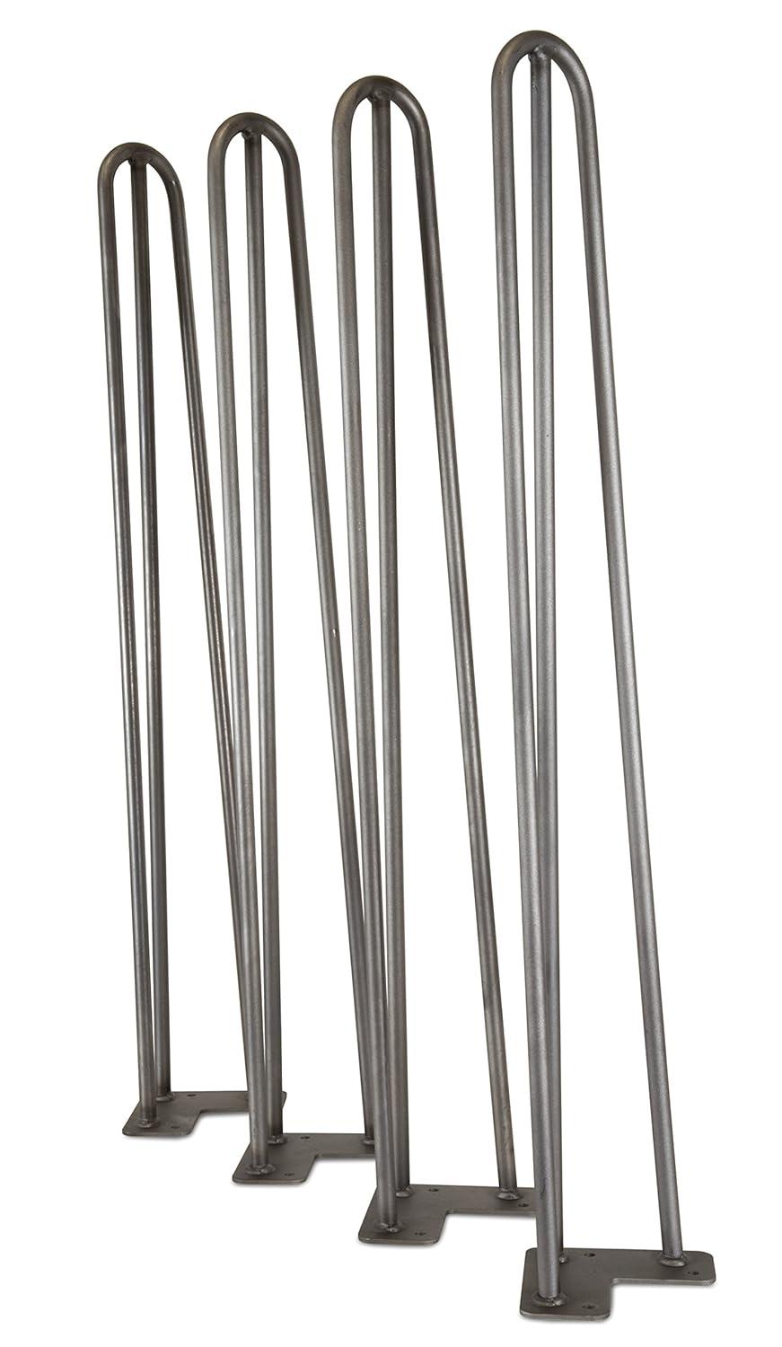 WEN Products 28-Inch Mid-Century Modern Raw Steel Hairpin Table Legs, 1/2-Inch Diameter, Set Of 4
