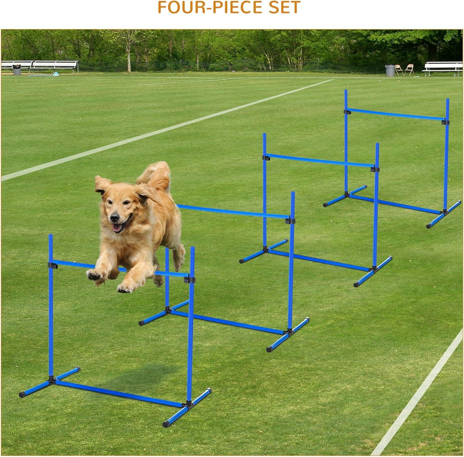 Blue Adjustable Dog Agility Training Kit with Carry Bag