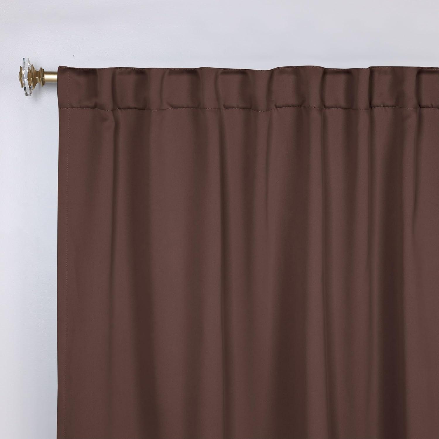 Cappuccino Polyester Blackout Back Tab Curtains, 52" x 72"