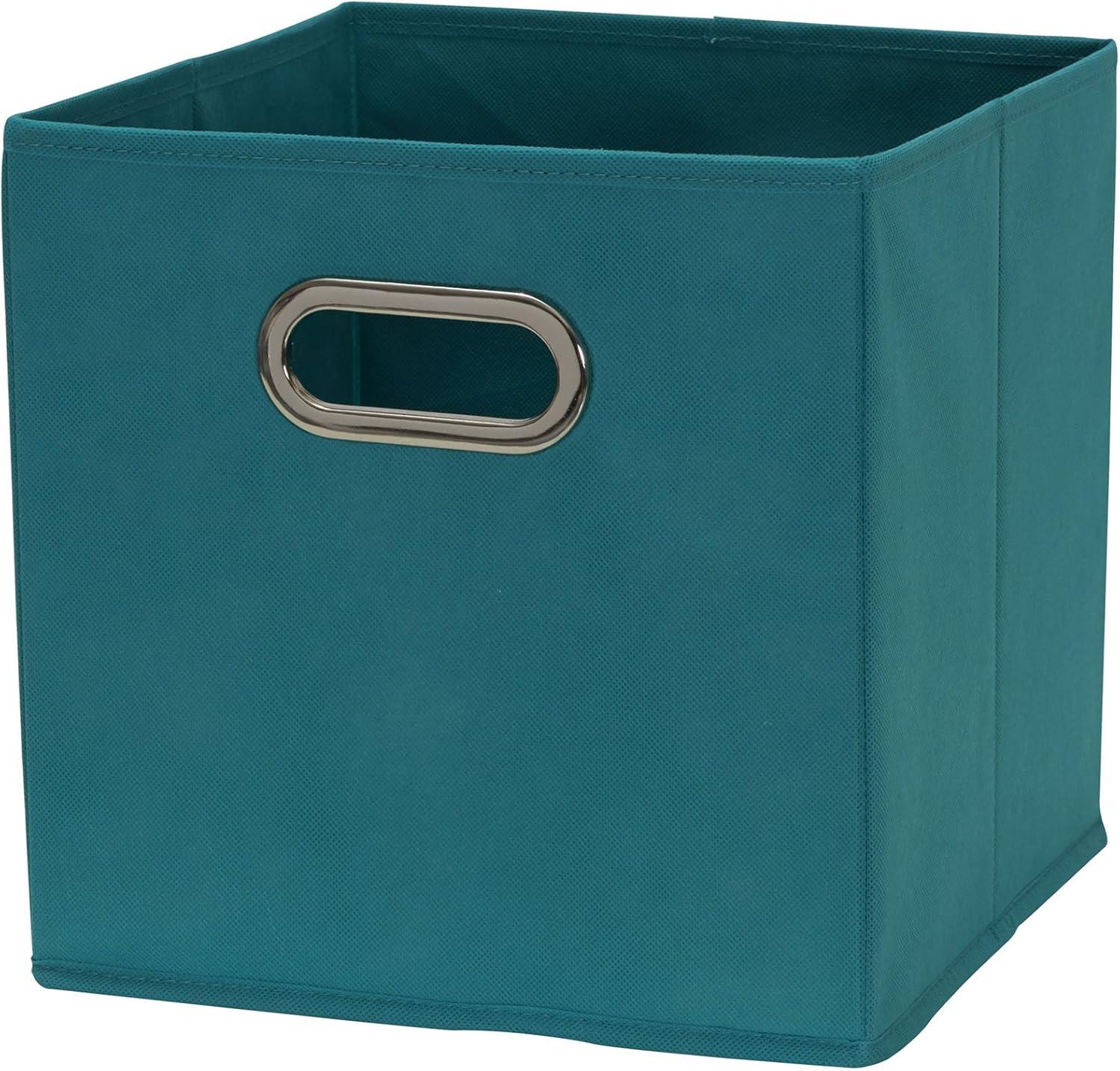 Household Essentials Open Fabric Storage Cube Bins, Aqua, Set of 6