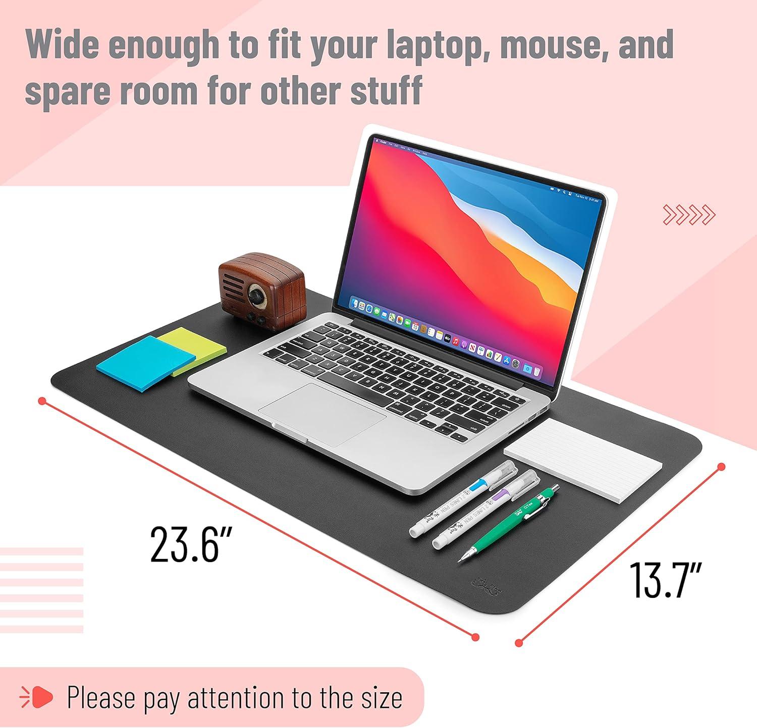 Mr. Pen- Desk Mat, Dual-Sided, 23.6" x 13.7", Leather Desk Pad, Desk Mouse Pad