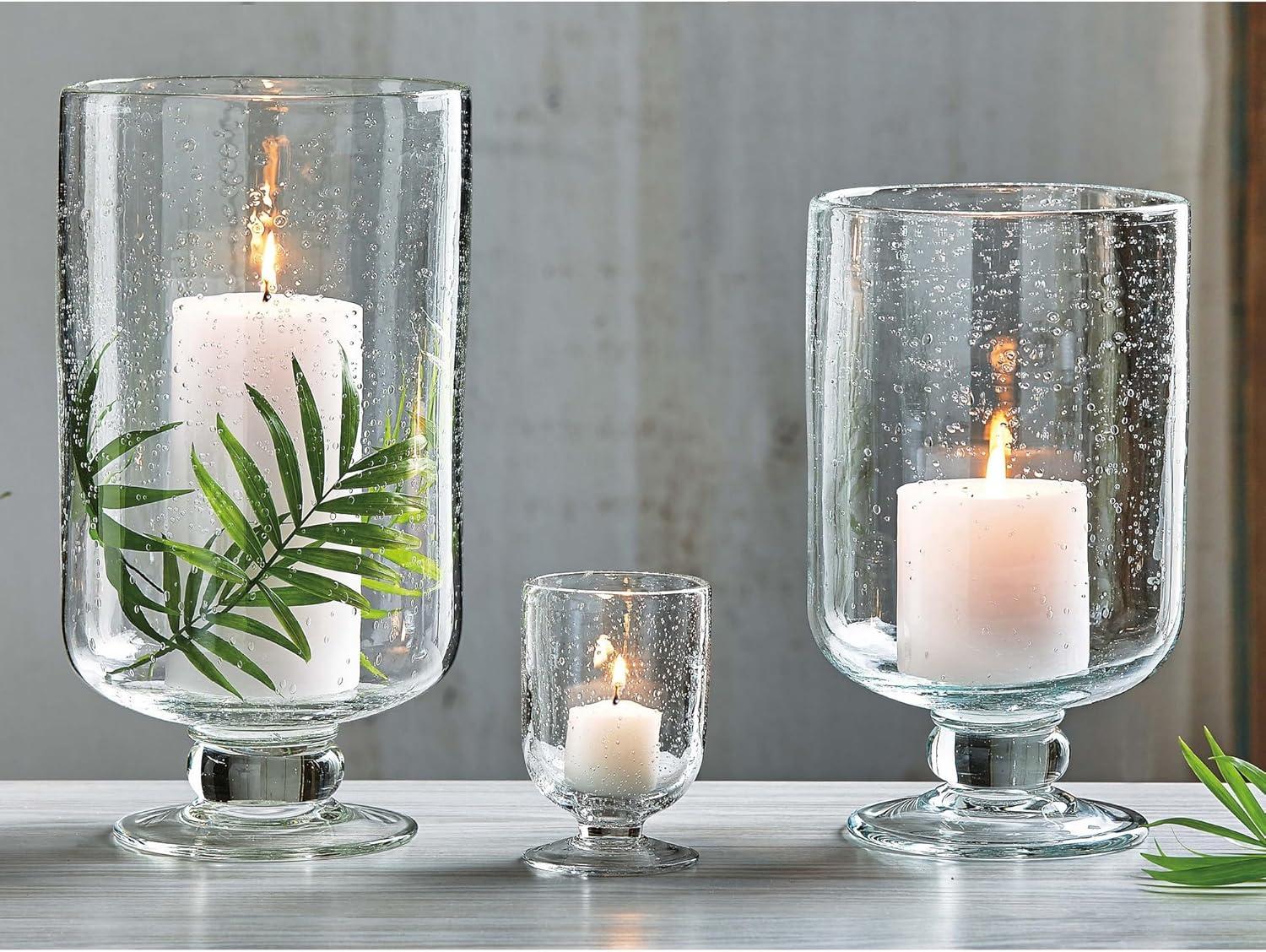 Clear Bubble Glass Hurricane Candle Holder, Medium