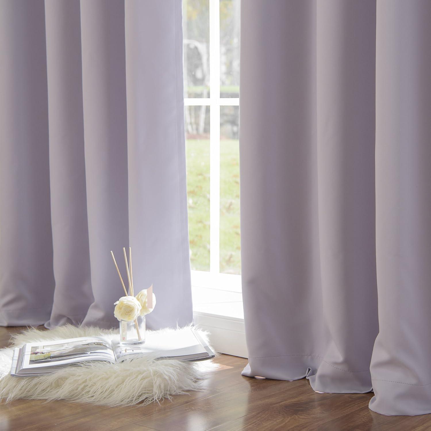Best Home Fashion 84-Inches Lilac Blackout Back tab Curtain panel pair