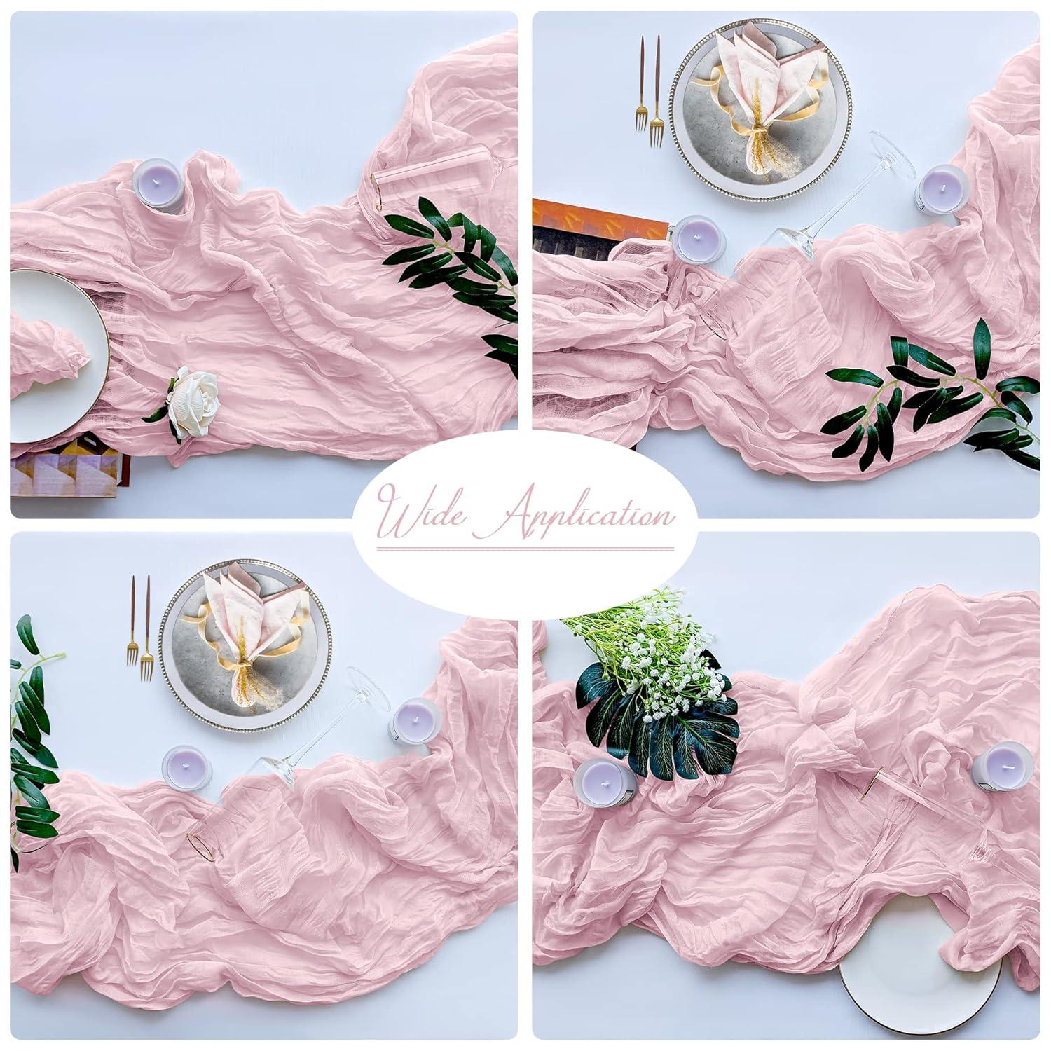 Mint Green Cheesecloth Table Runner 6 Pack 35" Boho Gauze Runner 120 inches Long Tablecloth Runner Rustic Sheer Fabric Bulk for Baby Shower Wedding Bridal Birthday Party Table Decorations