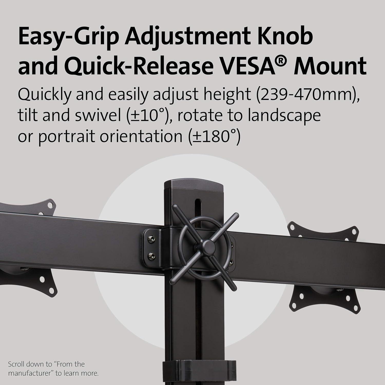 Black Dual Monitor Mount with Adjustable Tilt and Swivel