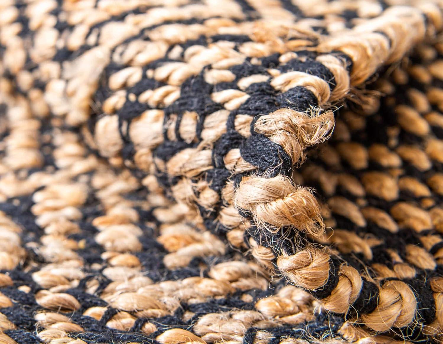 Unique Loom 2' 0 x 3' 1 Assam Chunky Jute Black Area Rug