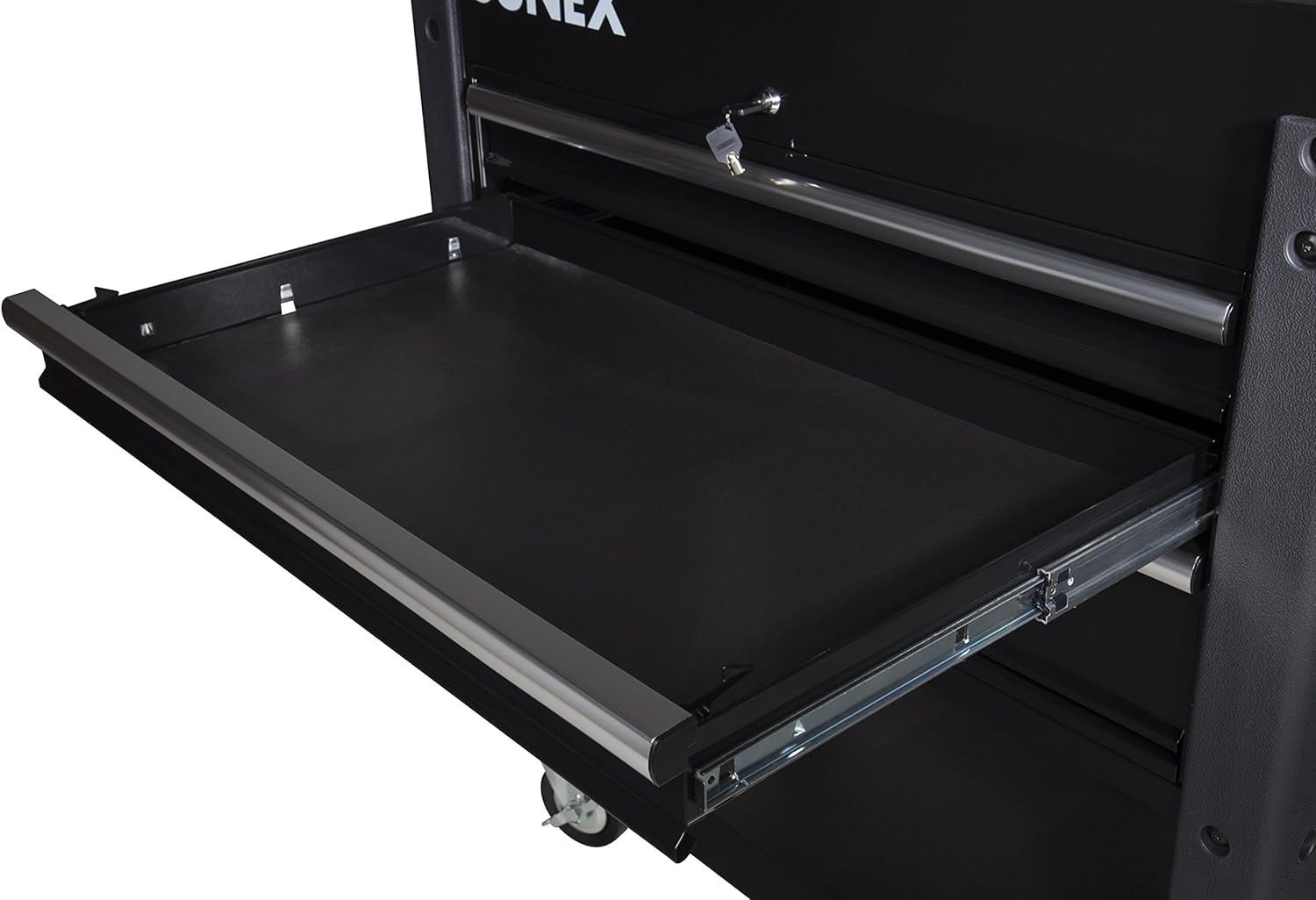 SUNEX 3 Drawer Utility Cart with Sliding Top, Black