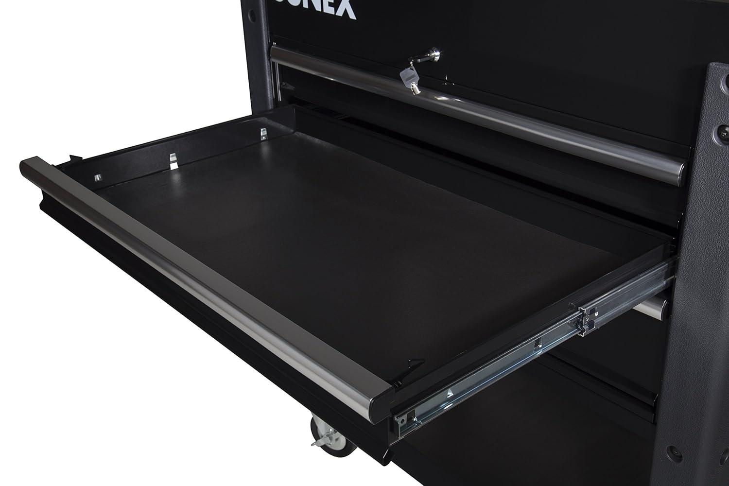 SUNEX 3 Drawer Utility Cart with Sliding Top, Black
