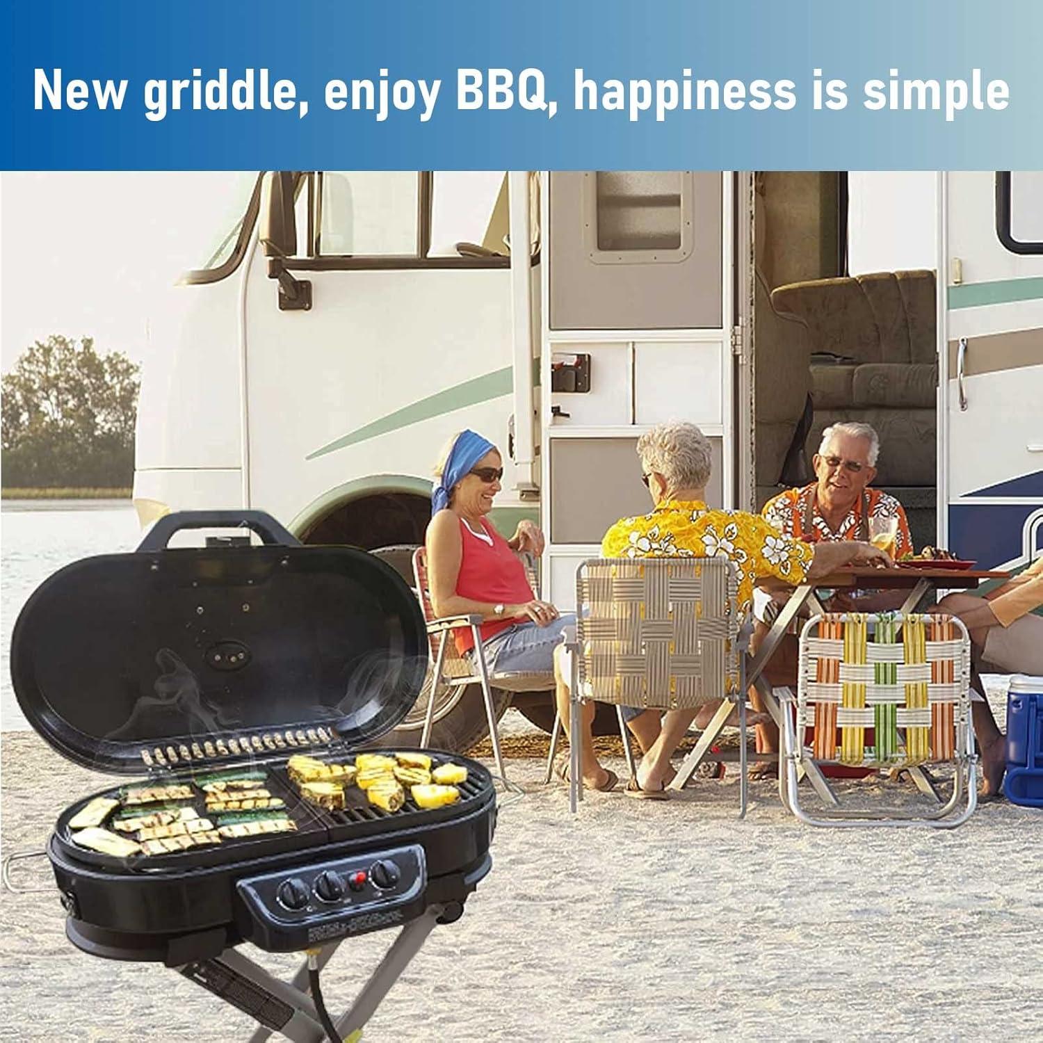 Cast Iron Half Grill Cooking Griddle for Coleman RoadTrip Swaptop Grills LX LXE LXX, Non-Stick Flat Cooking Pan BBQ Accessories, 1 Pack