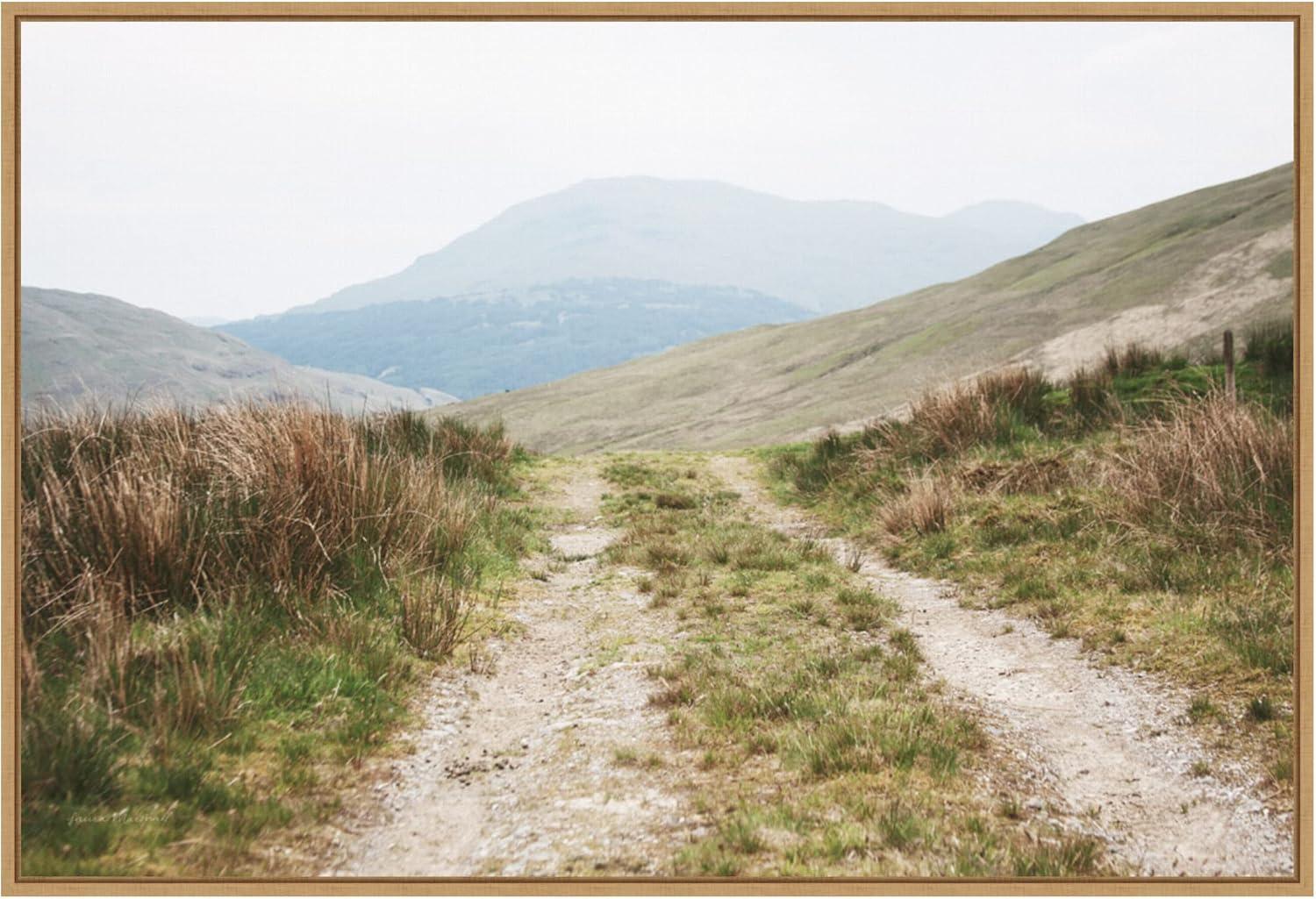 Scottish Highlands Path Framed Canvas Wall Art Print